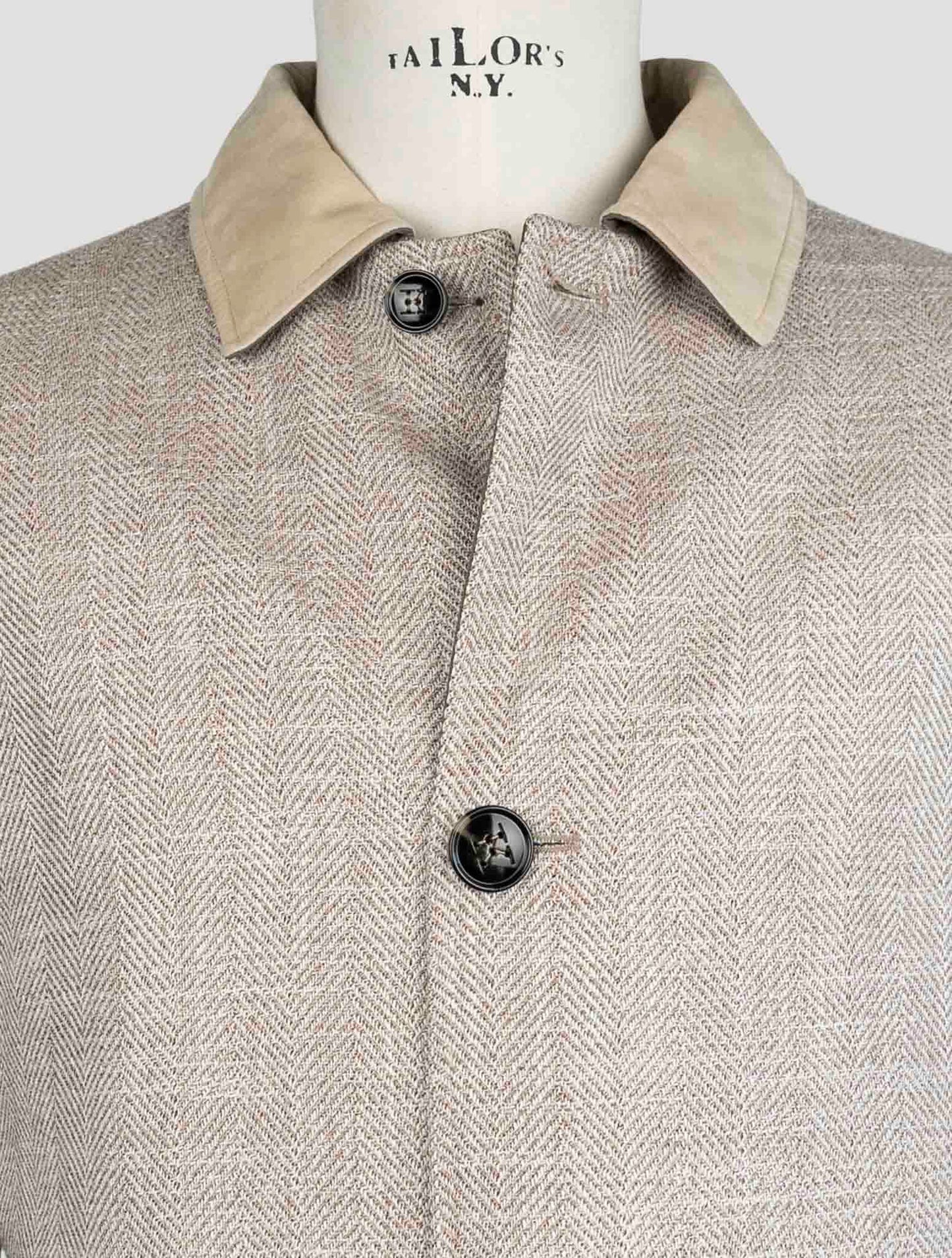 Kiton Beige Brown Virgin Wool Silk  Linen Reverse Coat