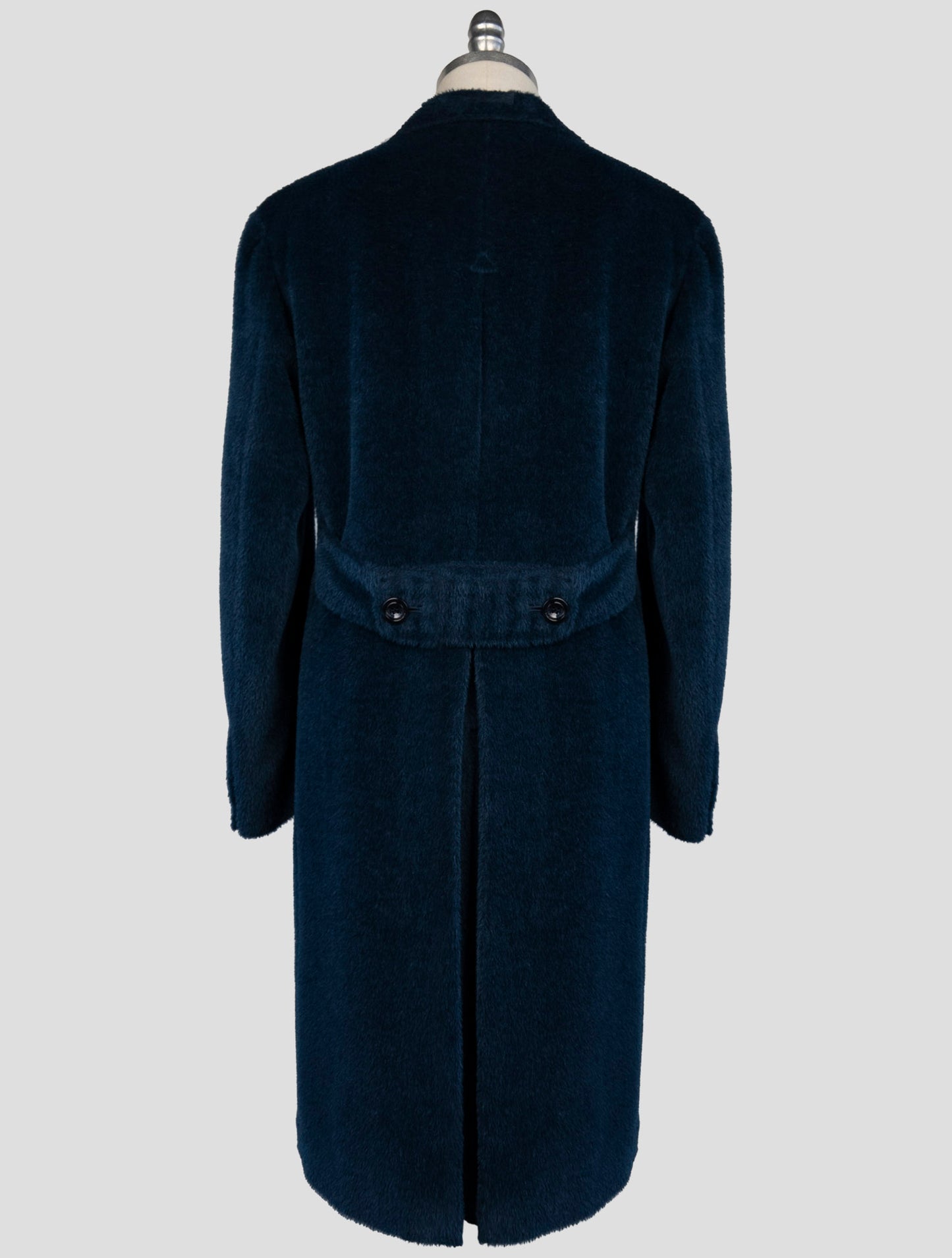 Kiton Blue Alpaca Virgin Wool Overcoat