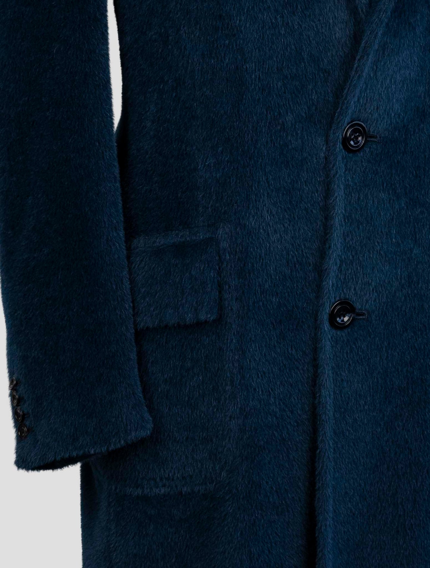 Kiton Blue Alpaca Virgin Wool Overcoat