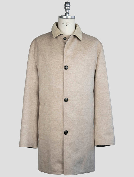 Kiton Brown Taupe Cashmere Pl Reverse Overcoat