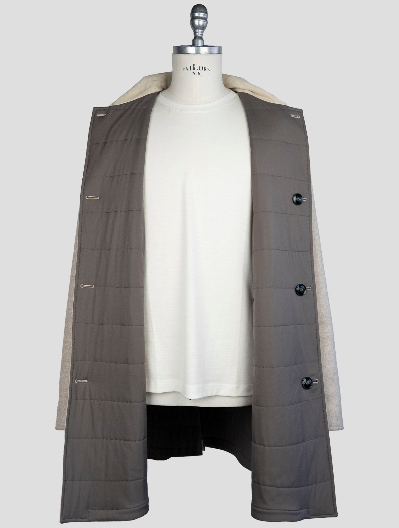 Kiton Brown Taupe Cashmere Pl Reverse Overcoat