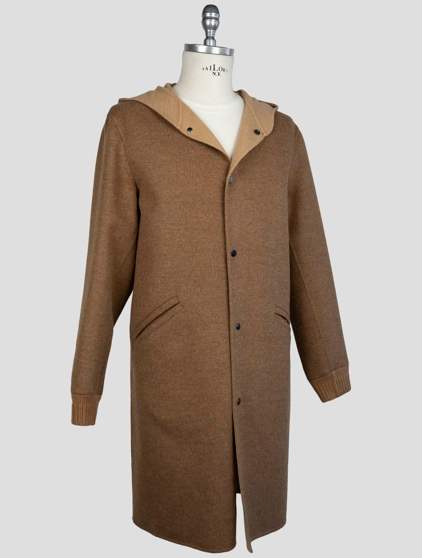 Kiton Brown Wool Cashmere Coat