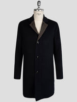 Kiton Blue Wool Cashmere Overcoat