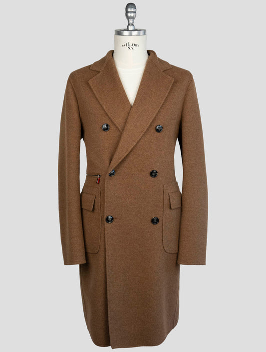 Kiton Brown Wool Cashmere Overcoat