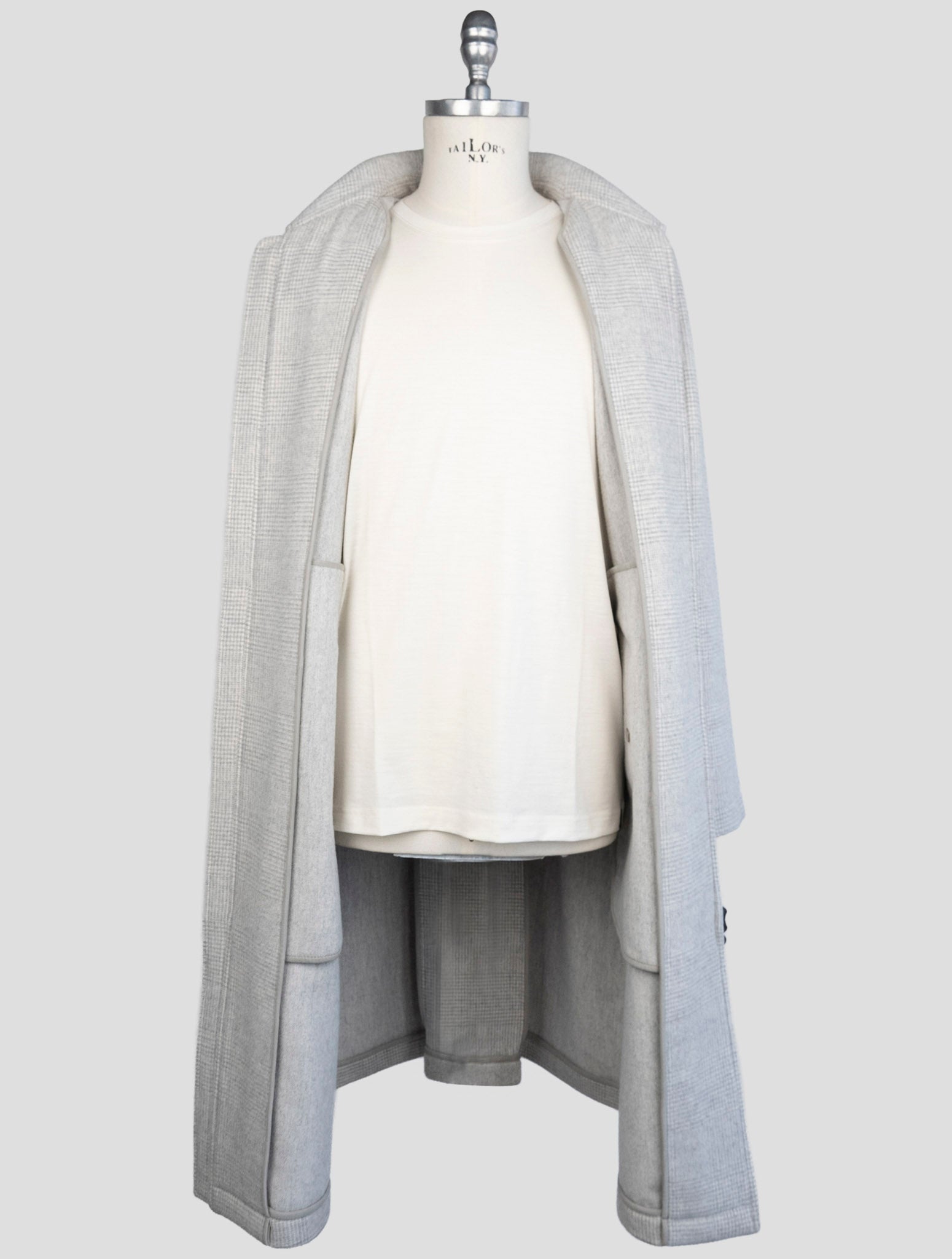 Kiton Gray Wool Cashmere Overcoat