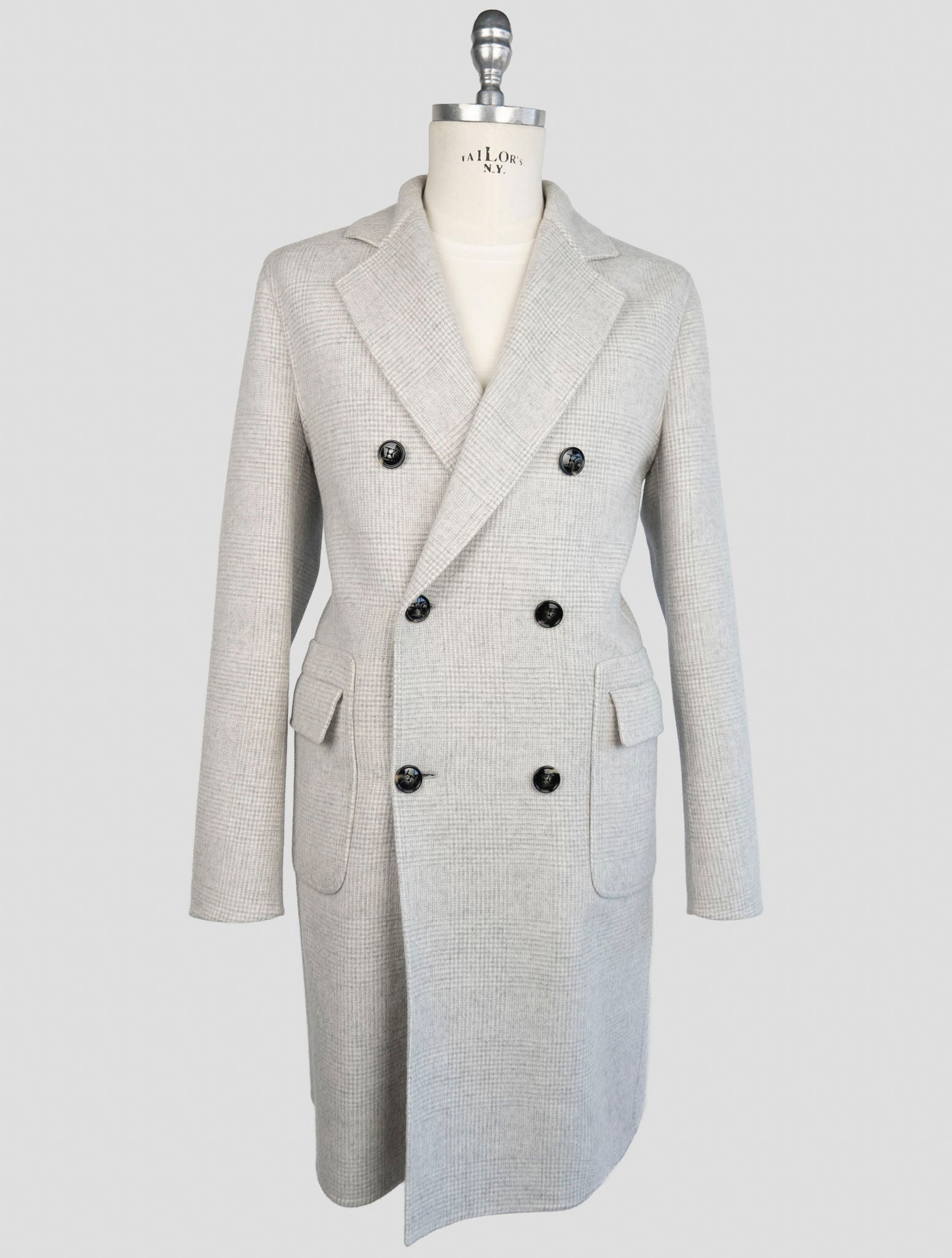 Kiton Gray Wool Cashmere Overcoat