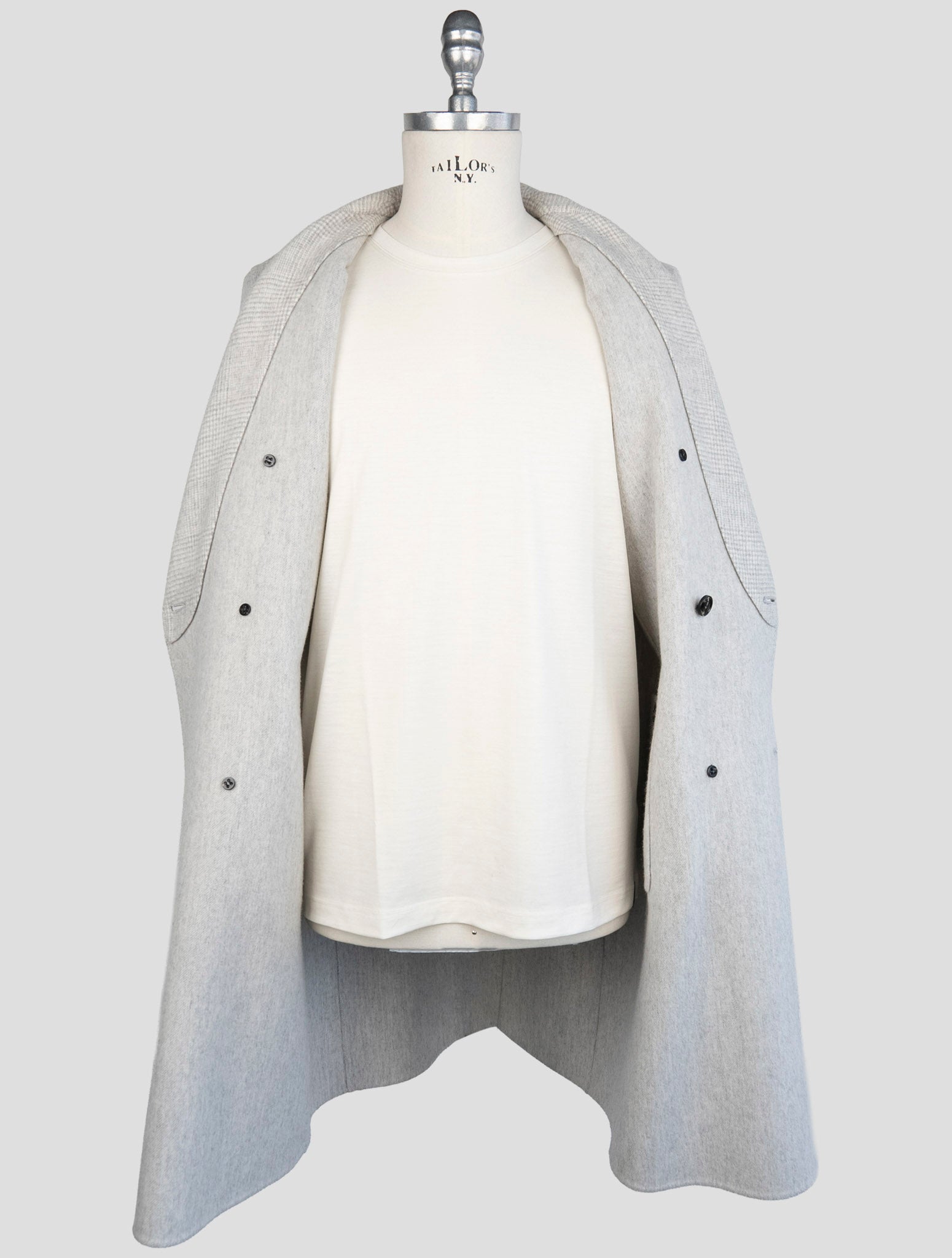 Kiton Gray Wool Cashmere Overcoat