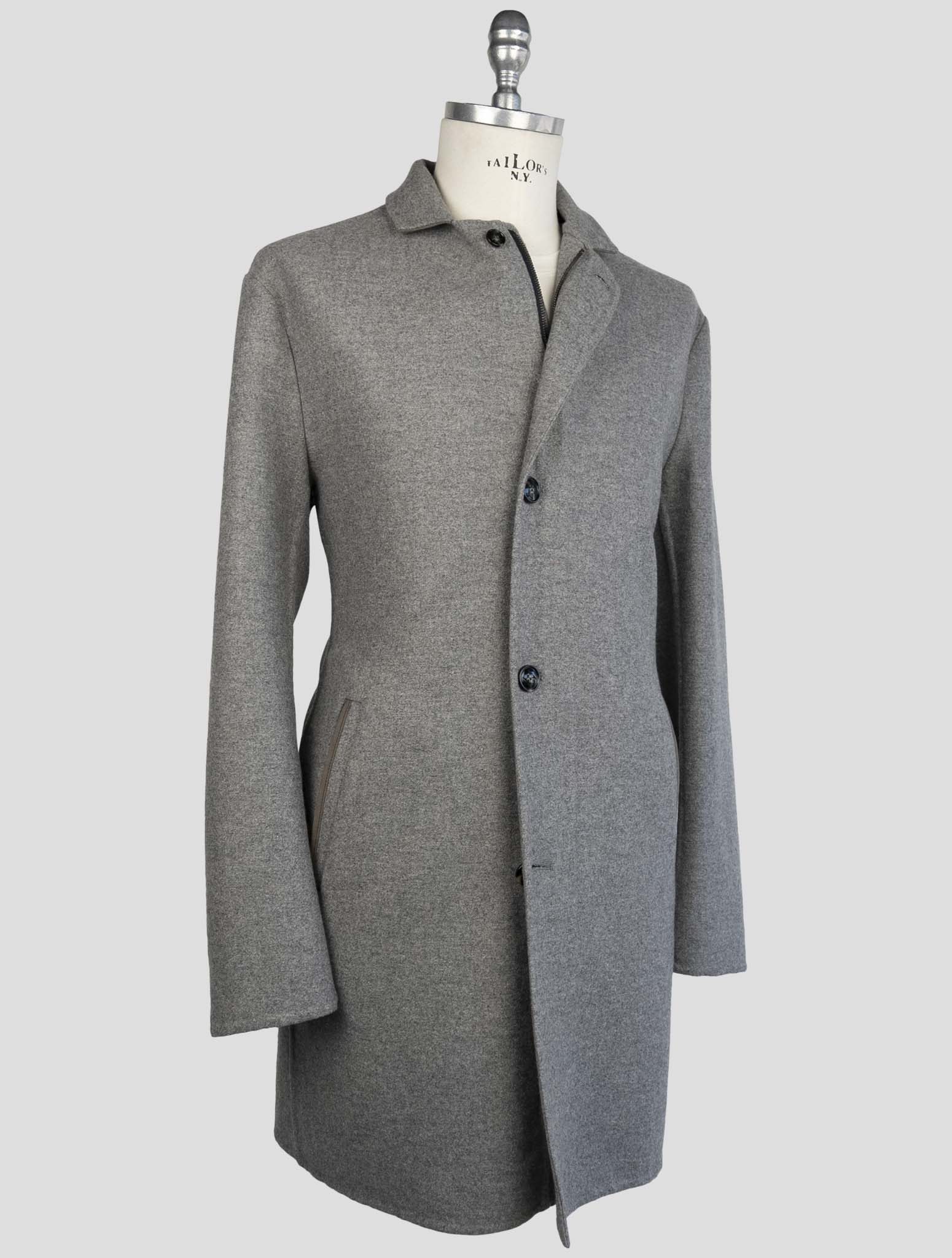 Kiton Gray Cashmere Ea Pa Overcoat