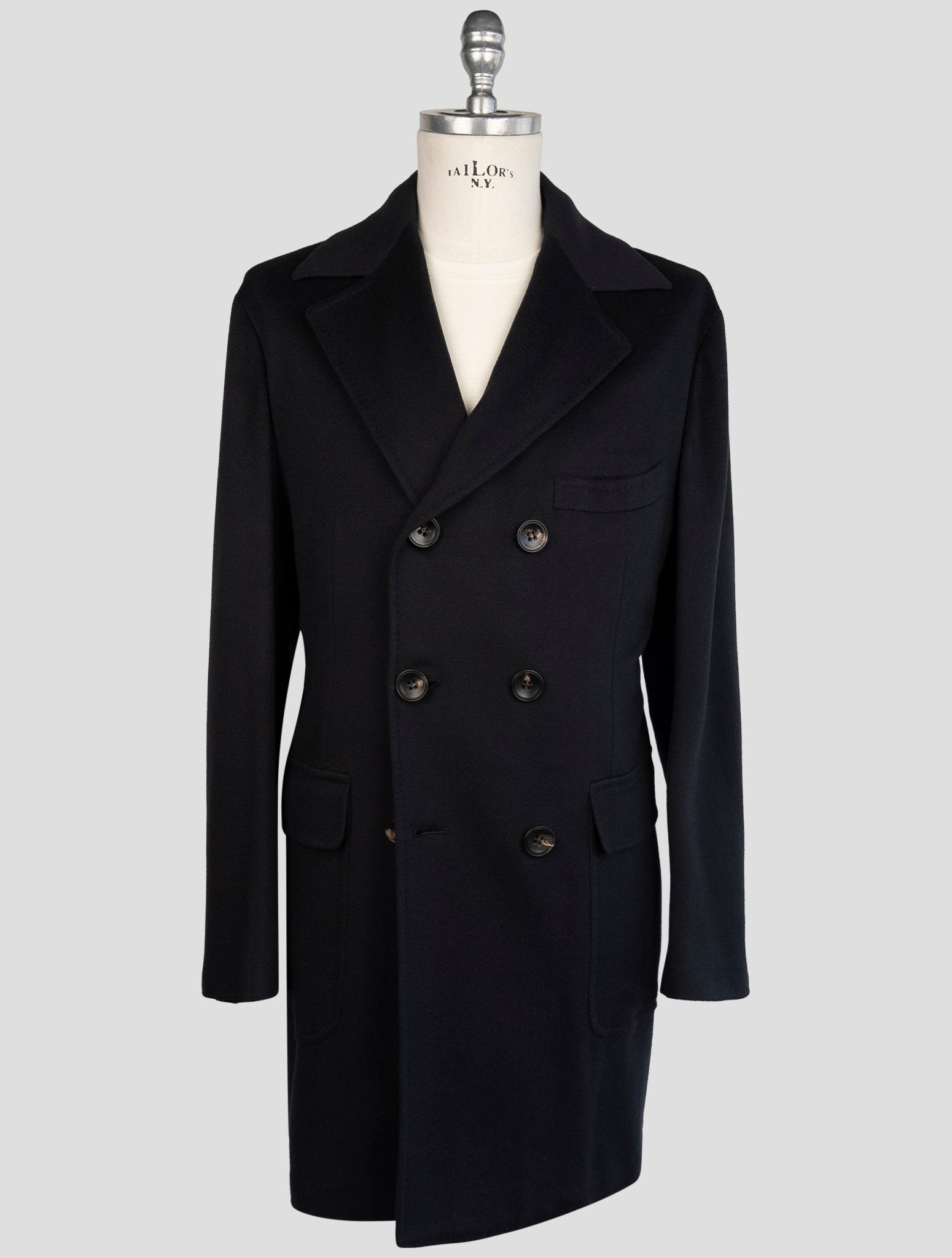 Kiton Dark Blue Cashmere Vicuna Overcoat