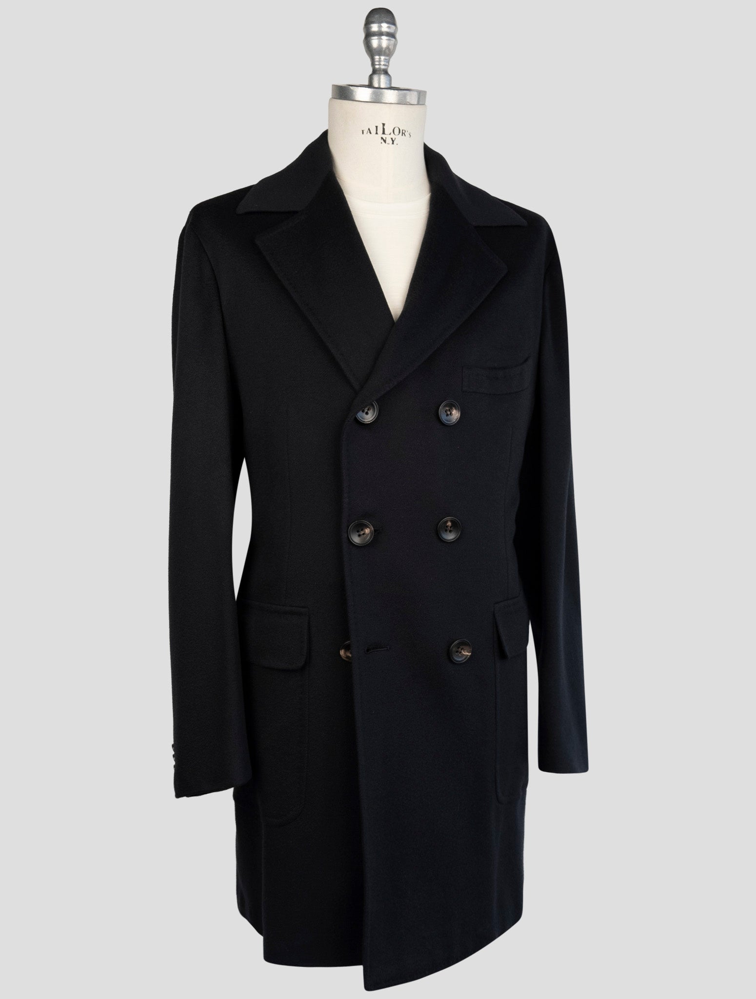 Kiton Dark Blue Cashmere Vicuna Overcoat