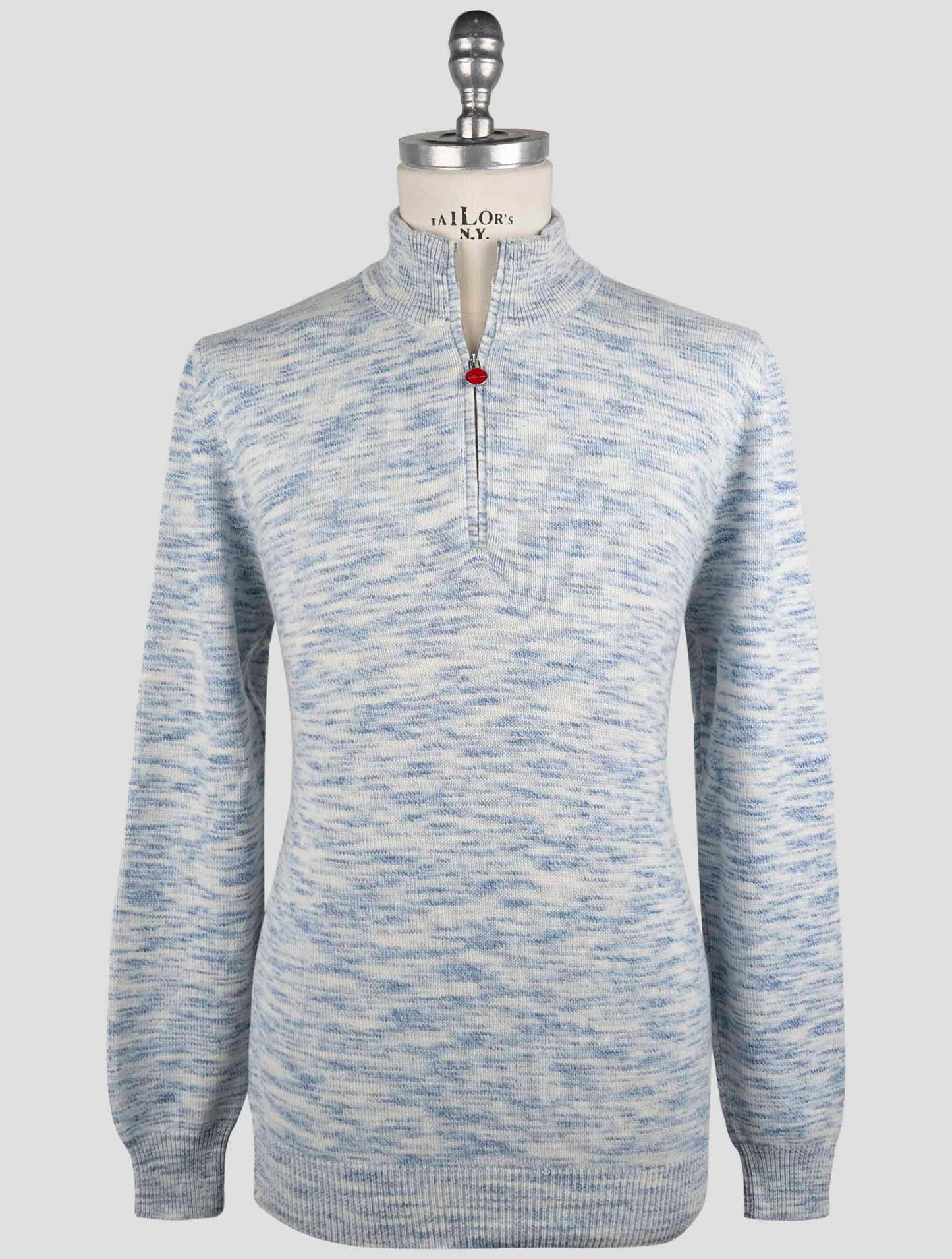 Kiton Blue White Cashmere Sweater Polo