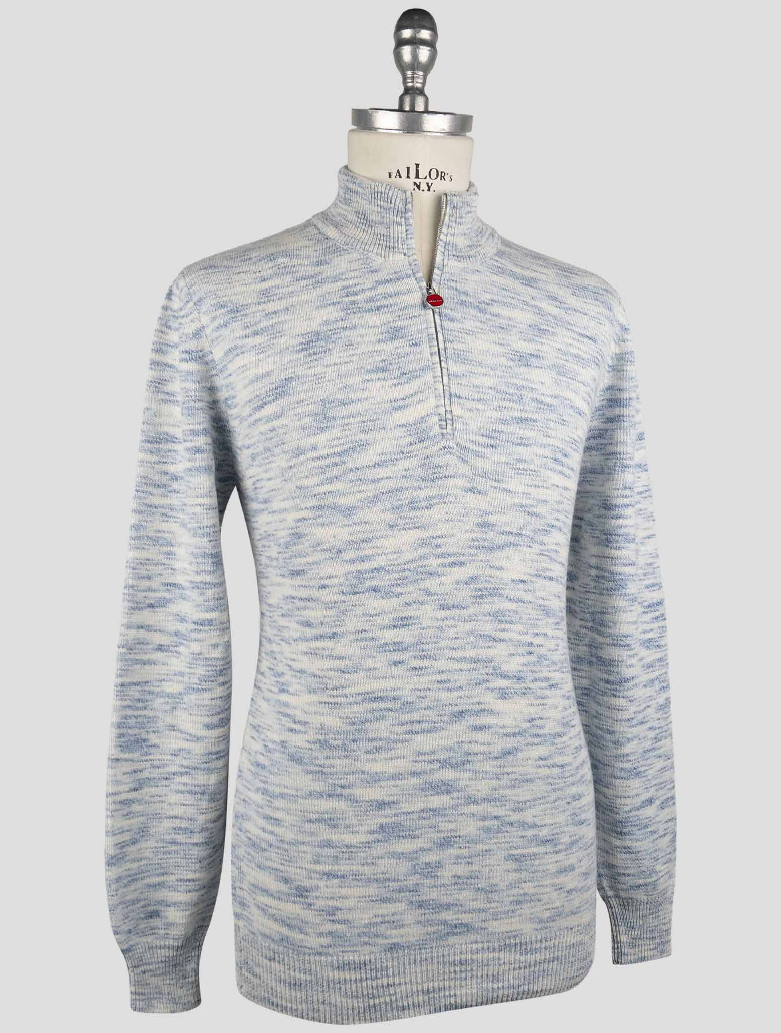 Kiton Blue White Cashmere Sweater Polo
