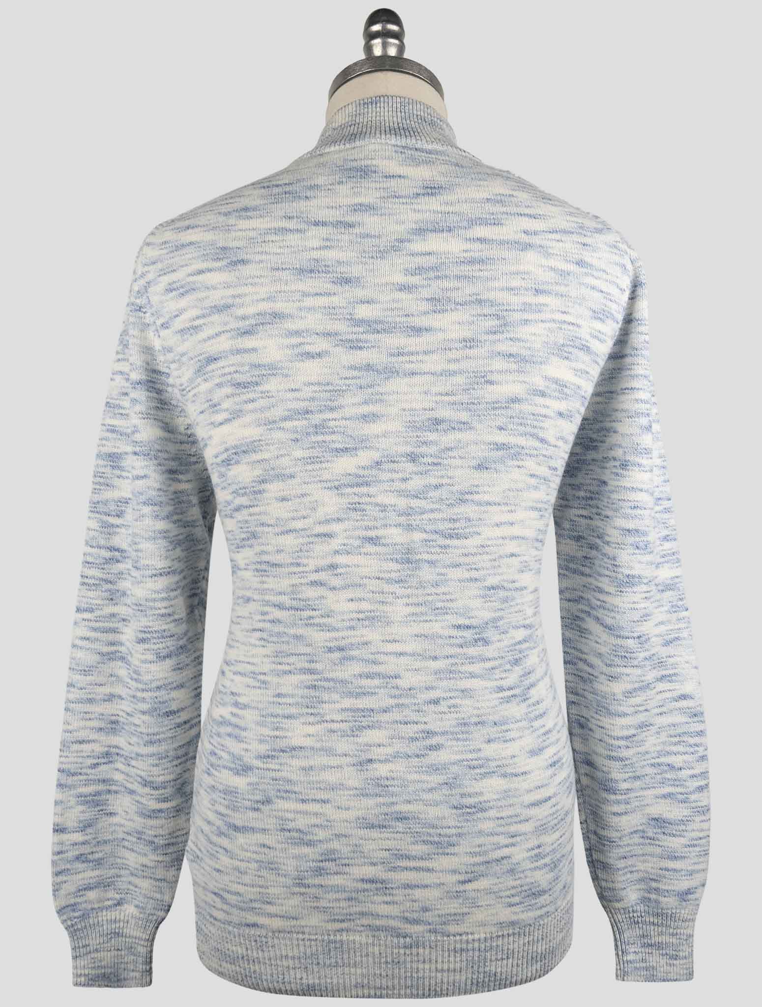 Kiton Blue White Cashmere Sweater Polo
