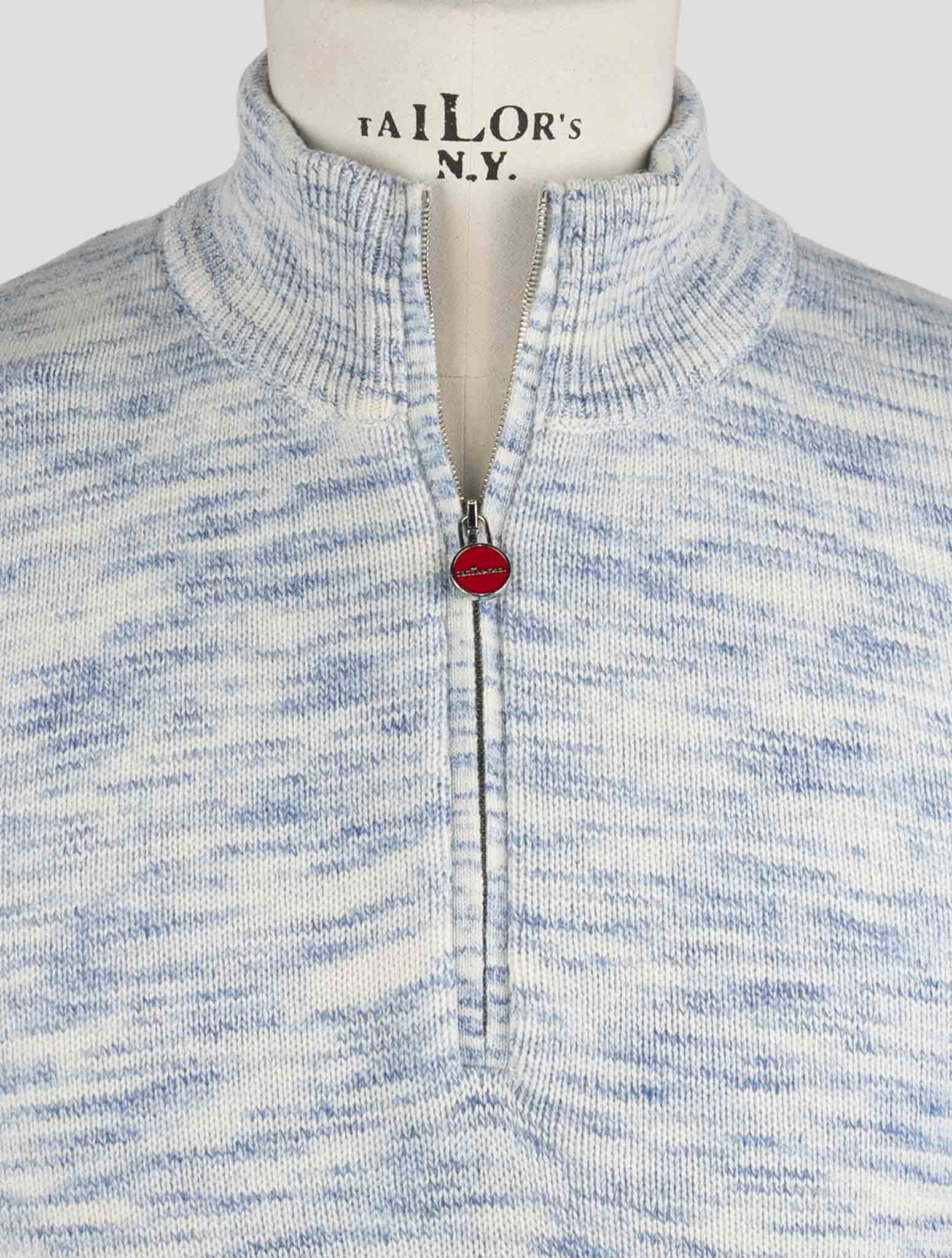 Kiton Blue White Cashmere Sweater Polo