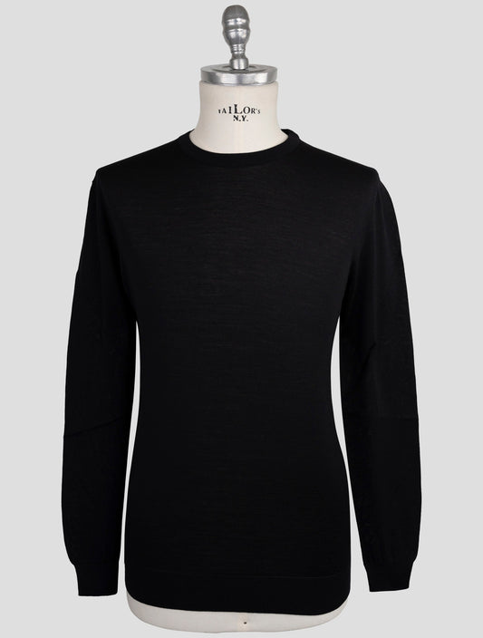 Kiton Dark Blue Wool Diamante Blu Sweater Crewneck