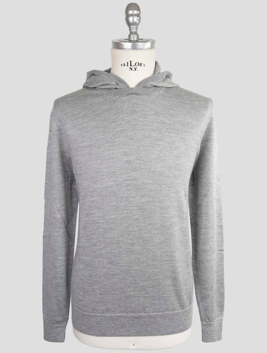 Kiton Gray Cashmere Silk Sweater Hoodie