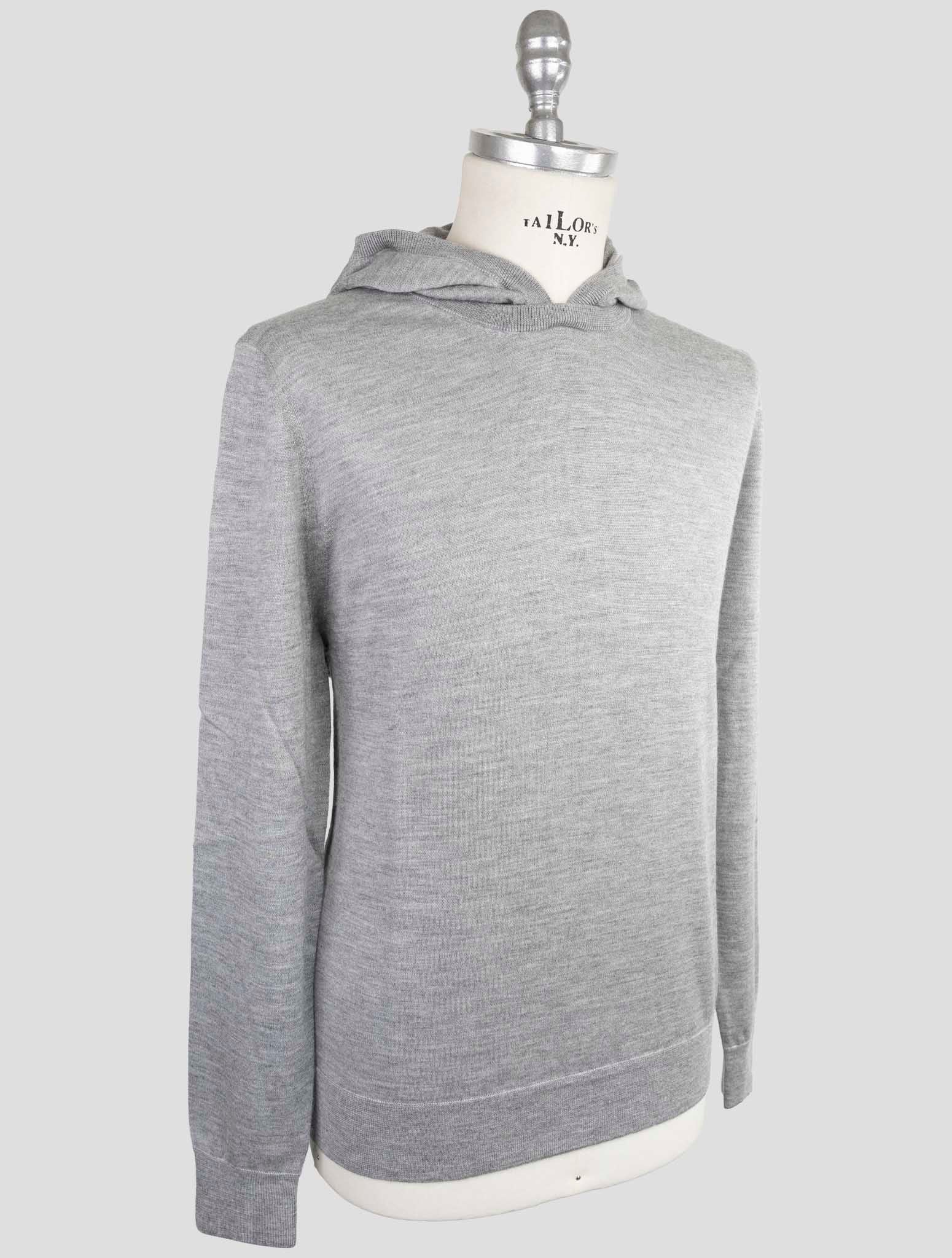 Kiton Gray Cashmere Silk Sweater Hoodie
