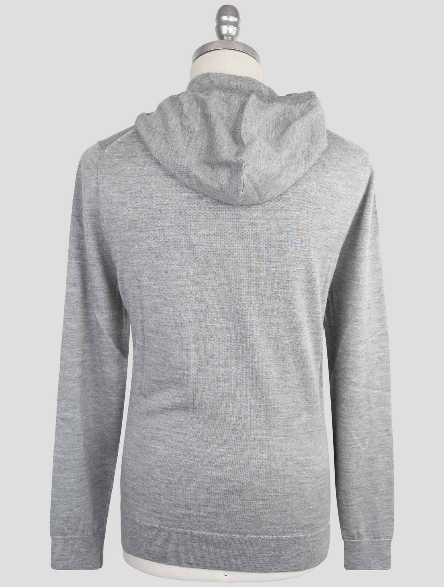 Kiton Gray Cashmere Silk Sweater Hoodie