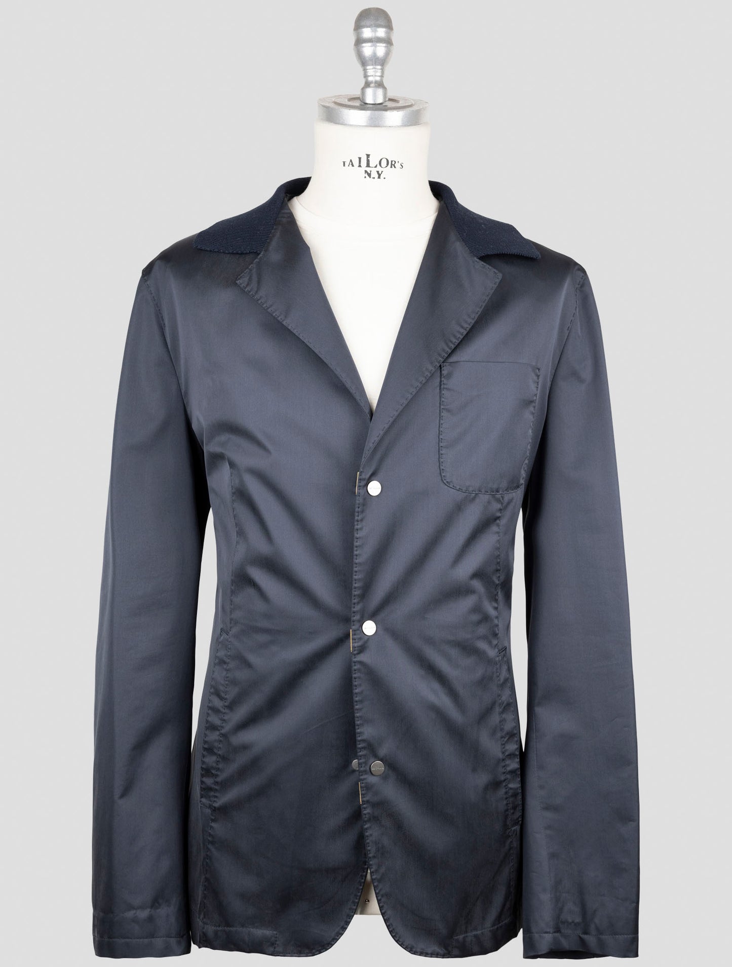 Kiton Blue Silk Pl Coat