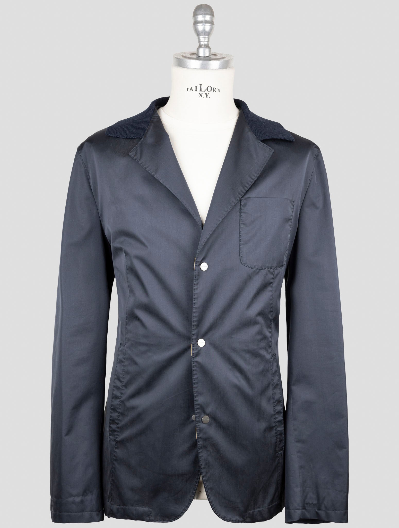 Kiton Blue Silk Pl Coat