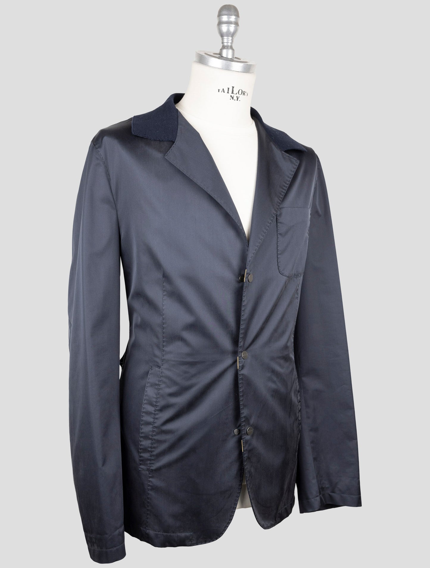 Kiton Blue Silk Pl Coat