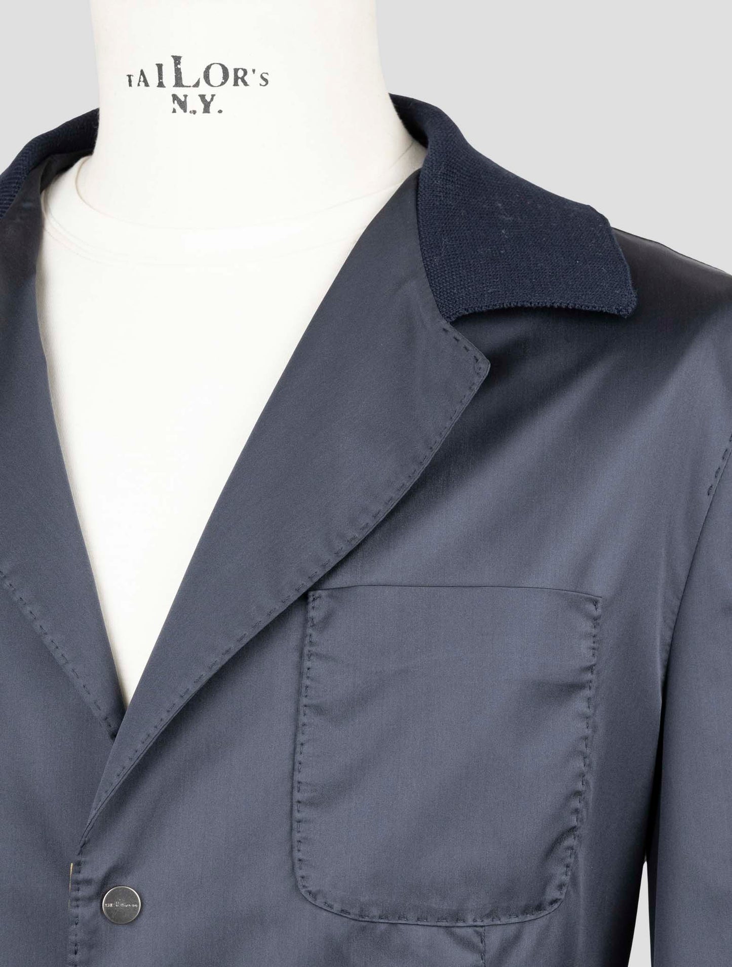 Kiton Blue Silk Pl Coat