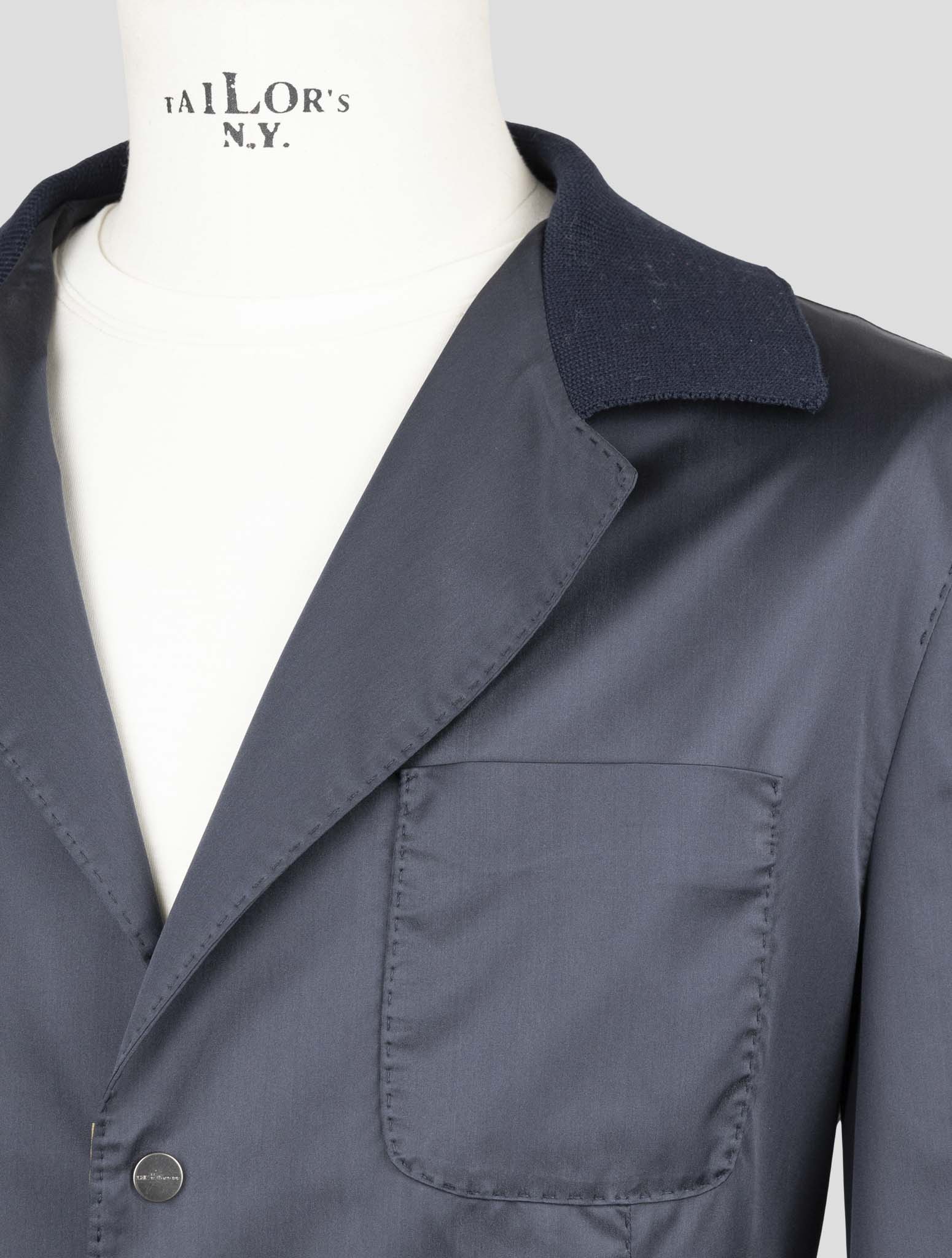 Kiton Blue Silk Pl Coat