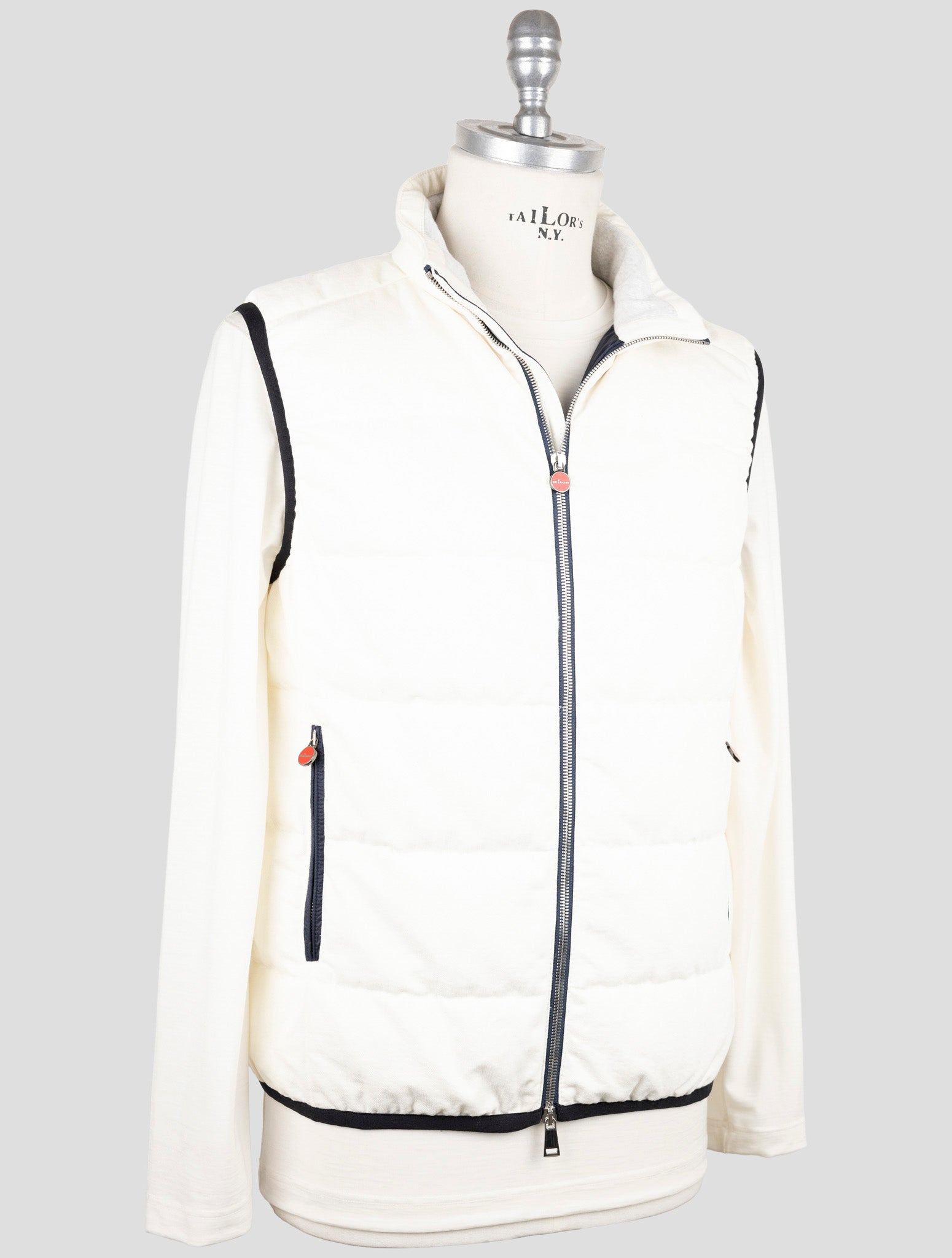 Kiton White Cotton Coat Gilet