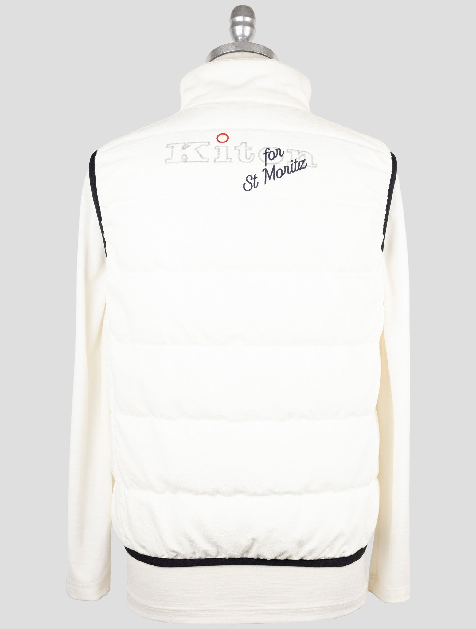 Kiton White Cotton Coat Gilet