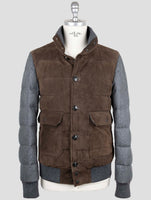 Kiton Brown Wool Leather Suede Coat