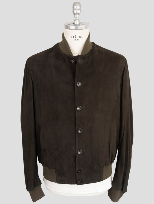 Kiton Brown Leather Suede Coat