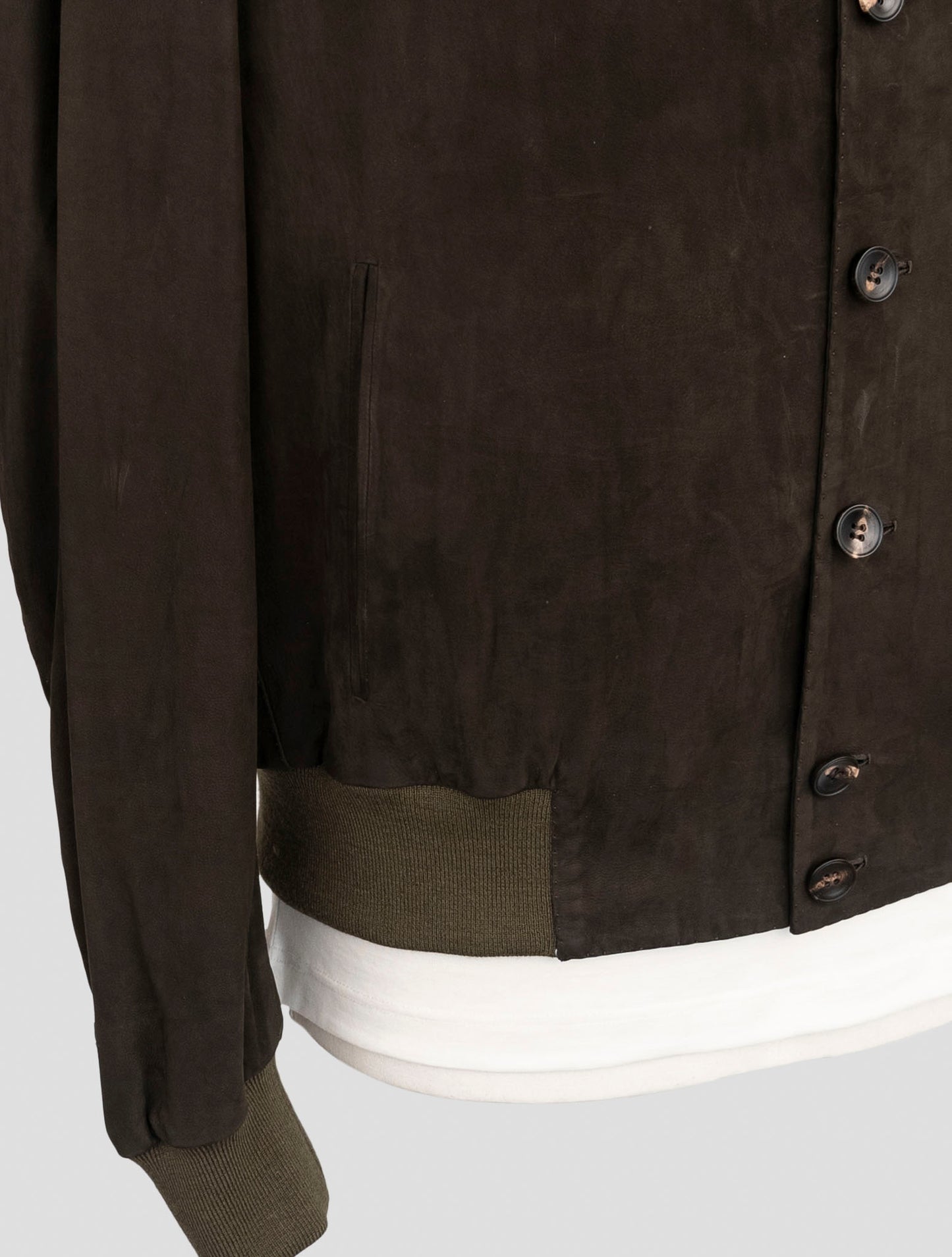 Kiton Brown Leather Suede Coat