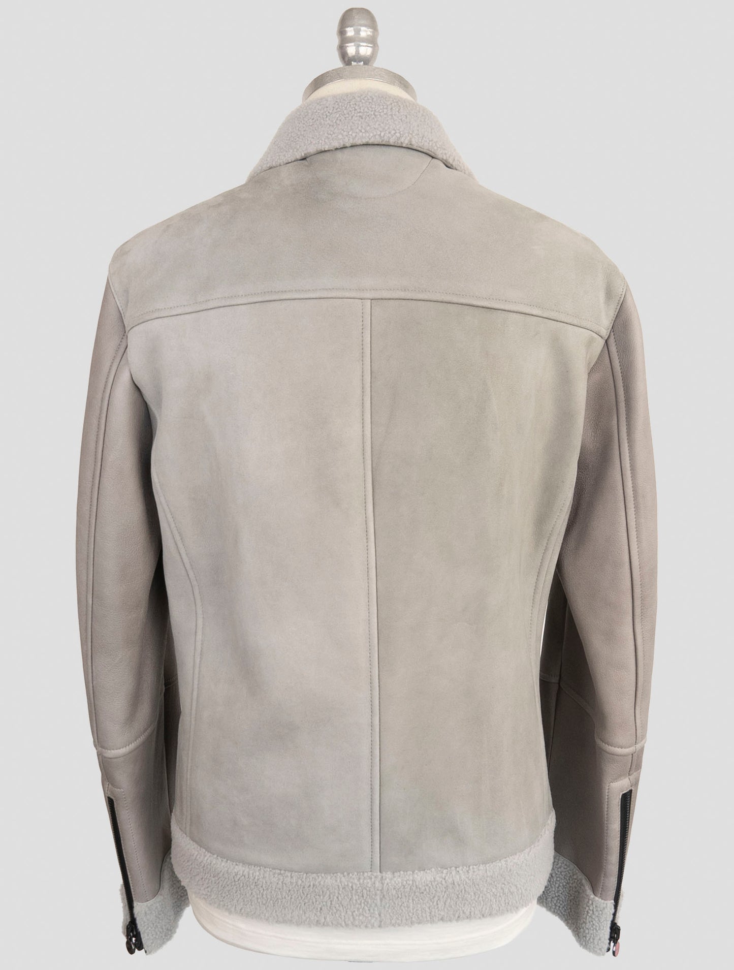 Kiton Gray Black Shearling Coat