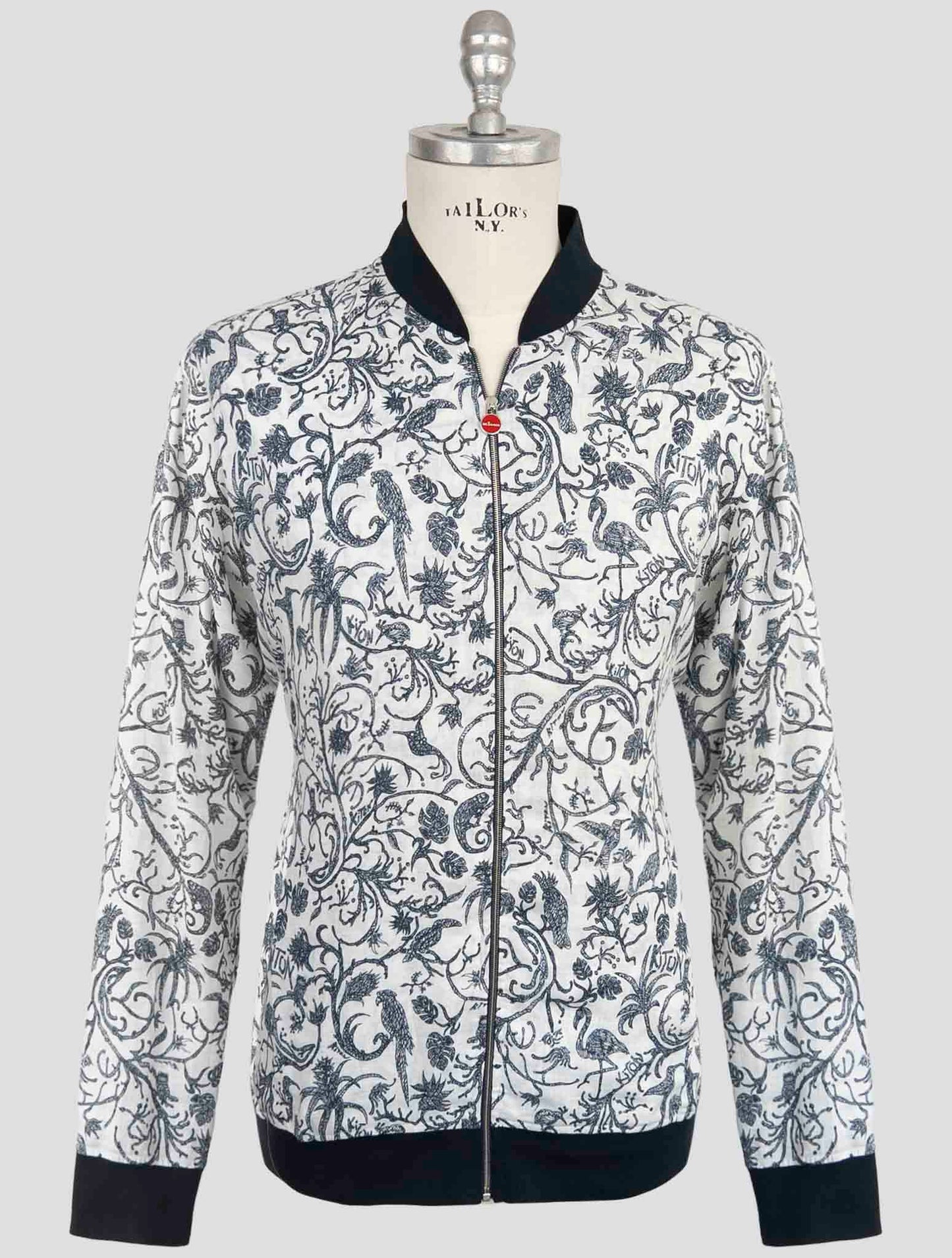 Kiton Blue White Linen Coat