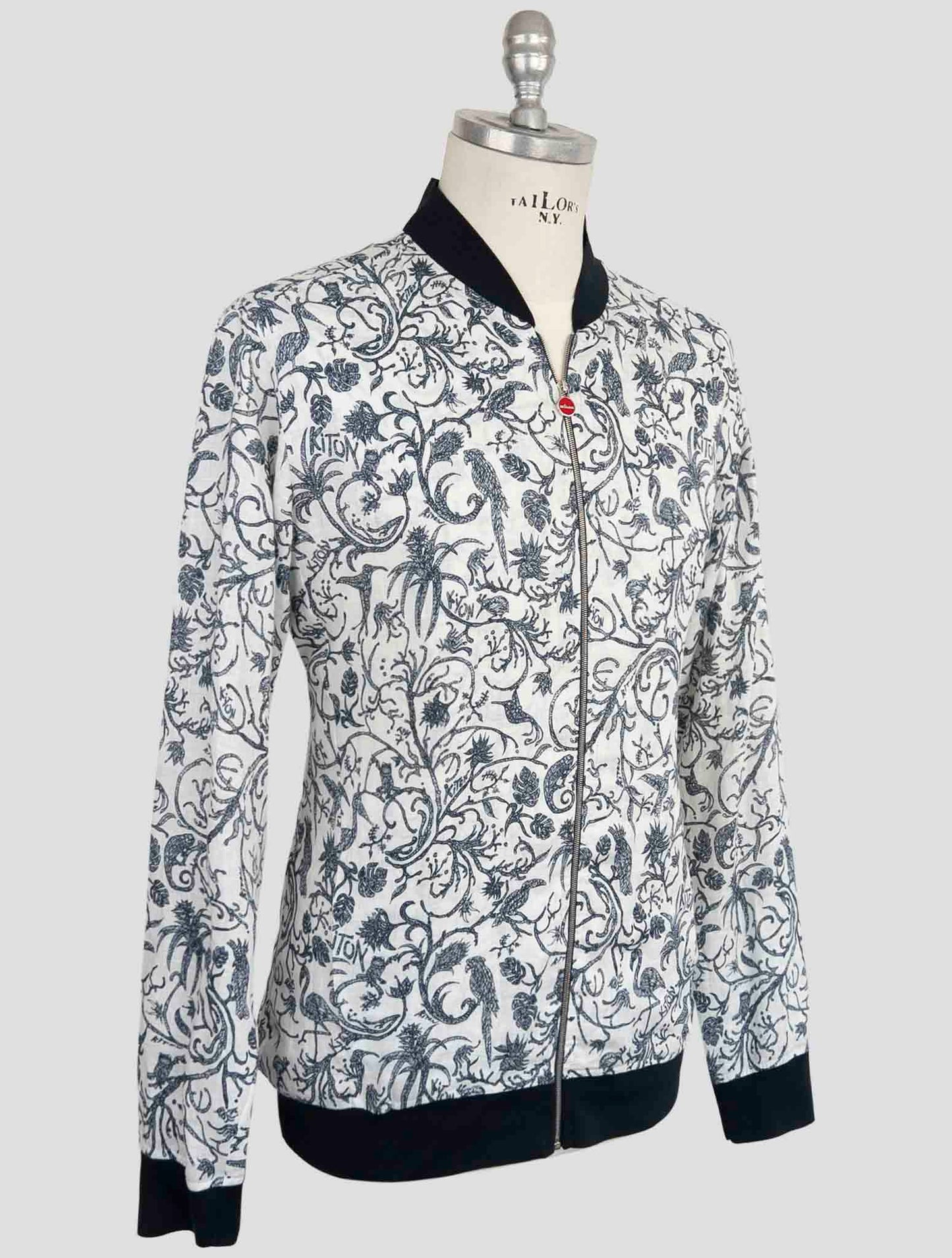 Kiton Blue White Linen Coat