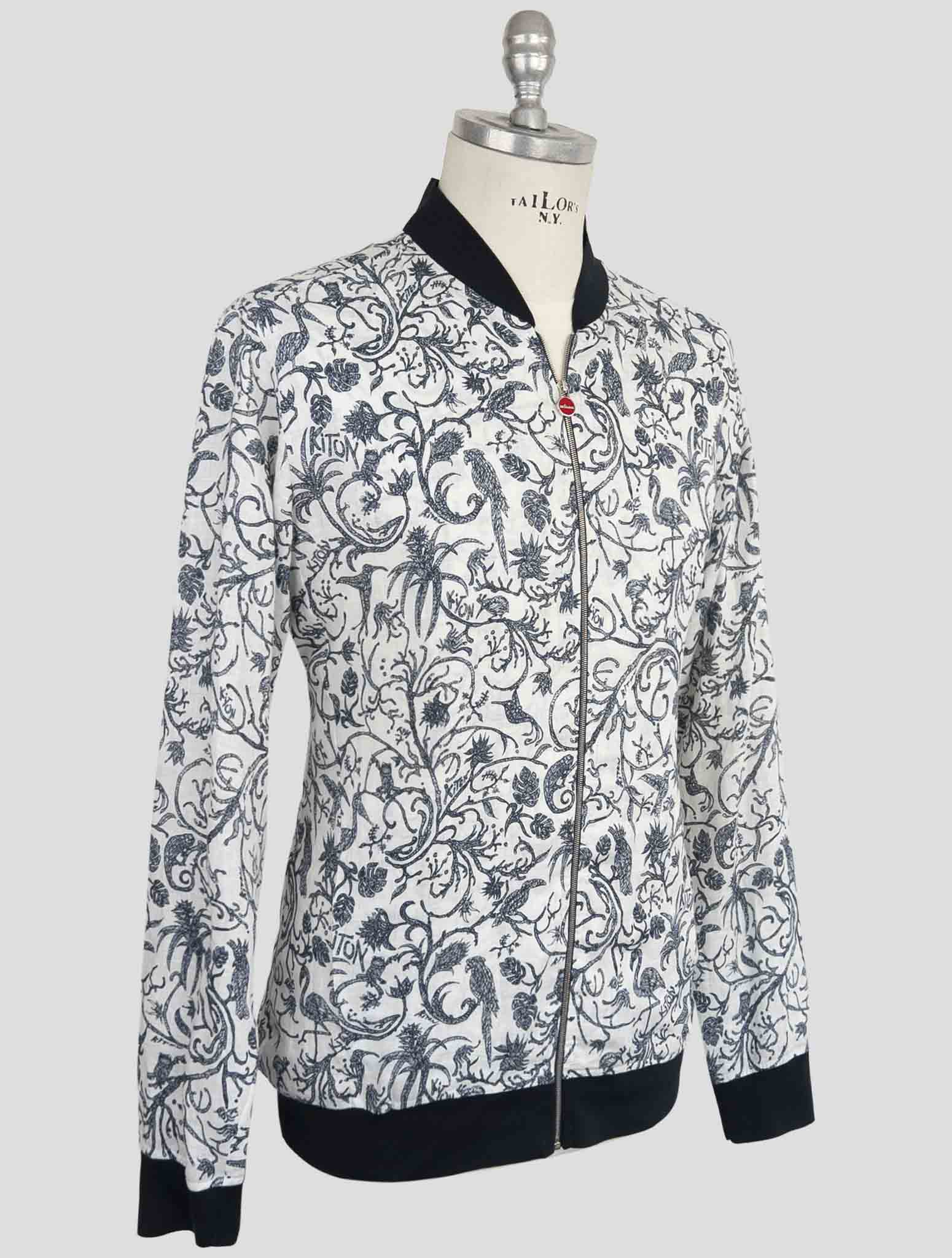 Kiton Blue White Linen Coat