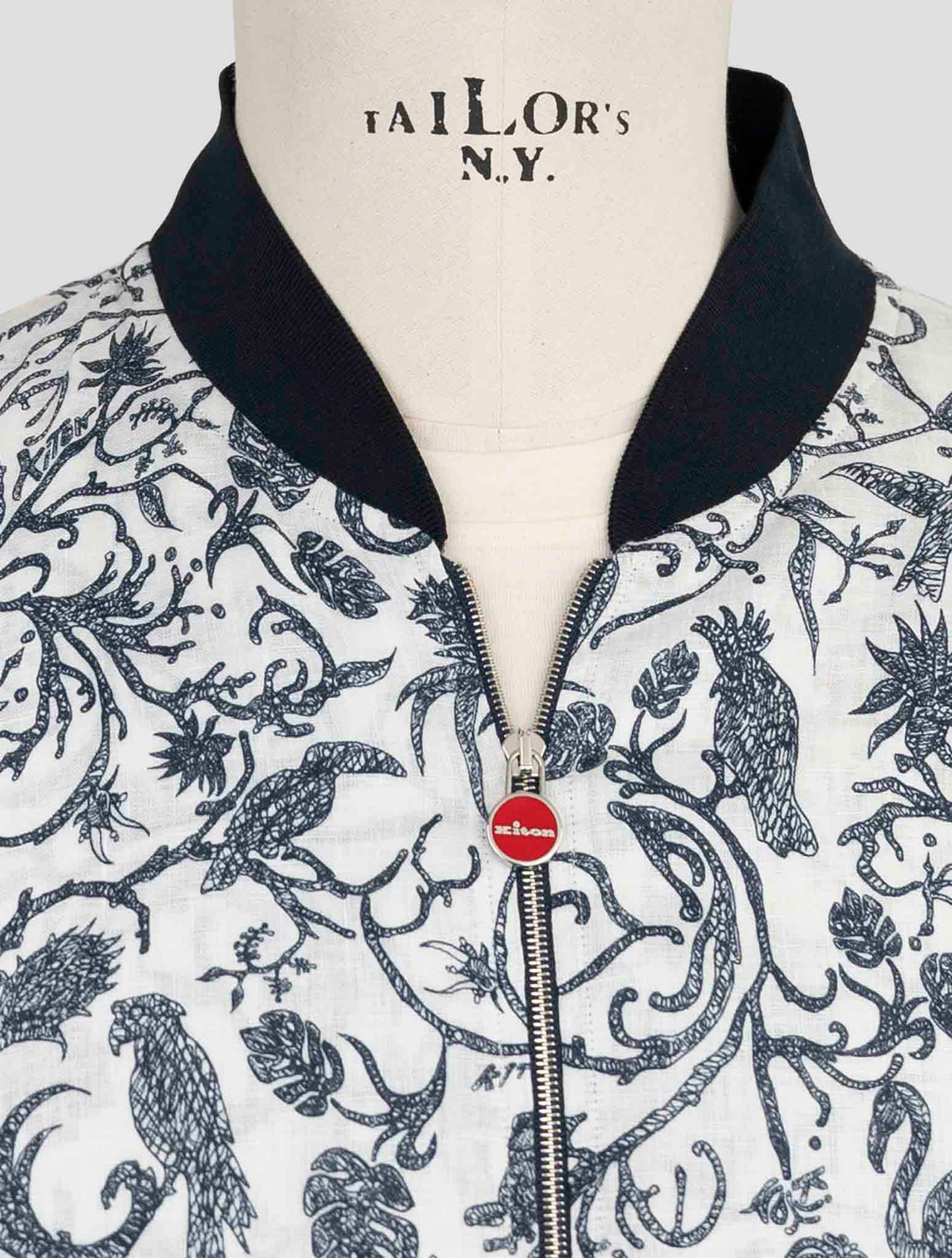 Kiton Blue White Linen Coat