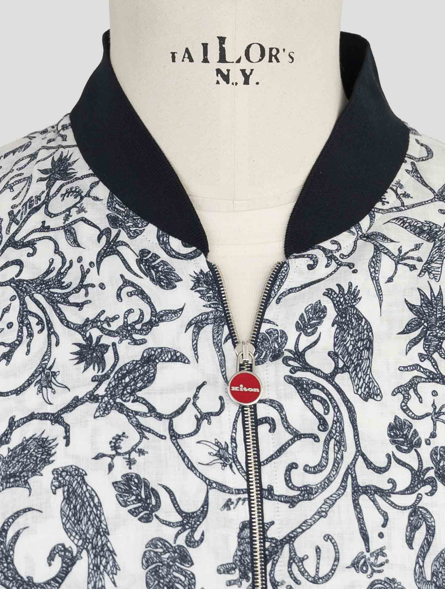 Kiton Blue White Linen Coat