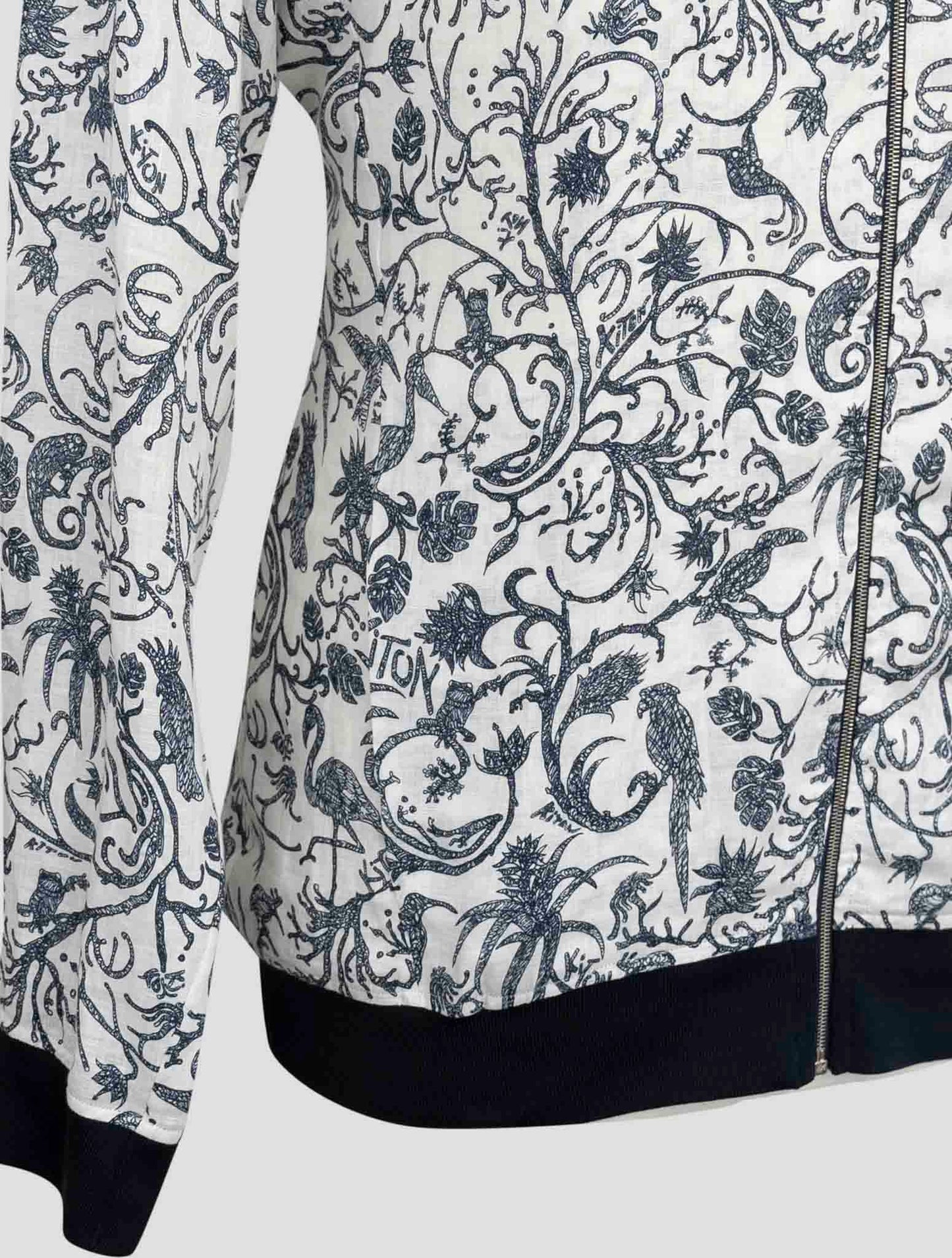Kiton Blue White Linen Coat