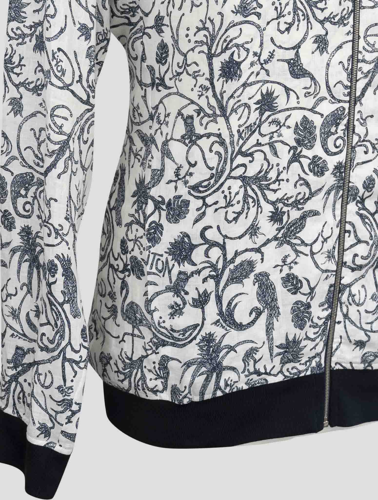 Kiton Blue White Linen Coat