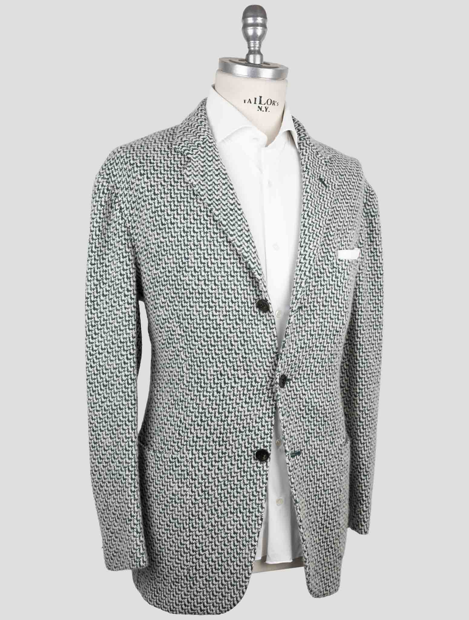 Kiton Green White Cashmere Silk Blazer