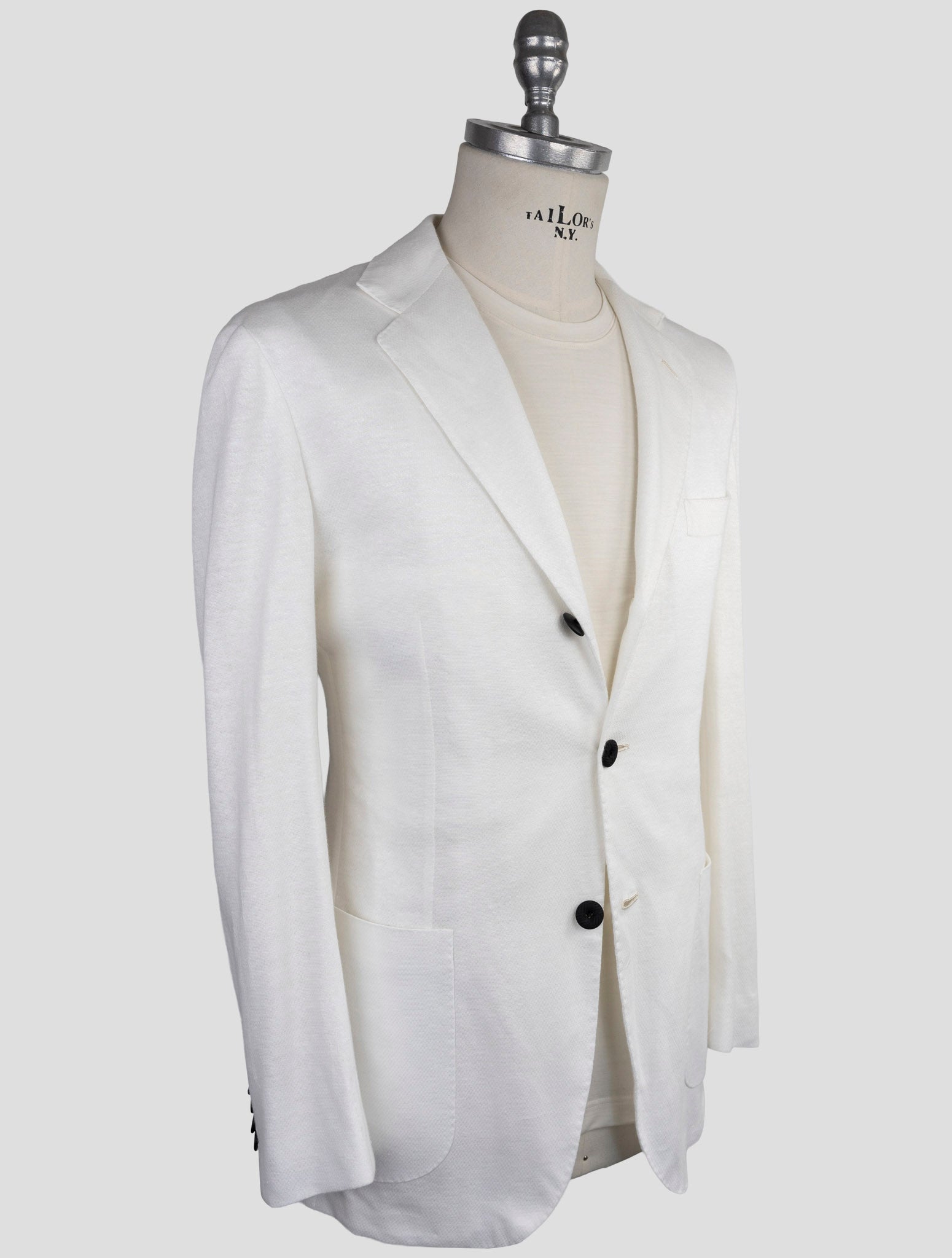 Kiton Knt White Linen Cotton Blazer