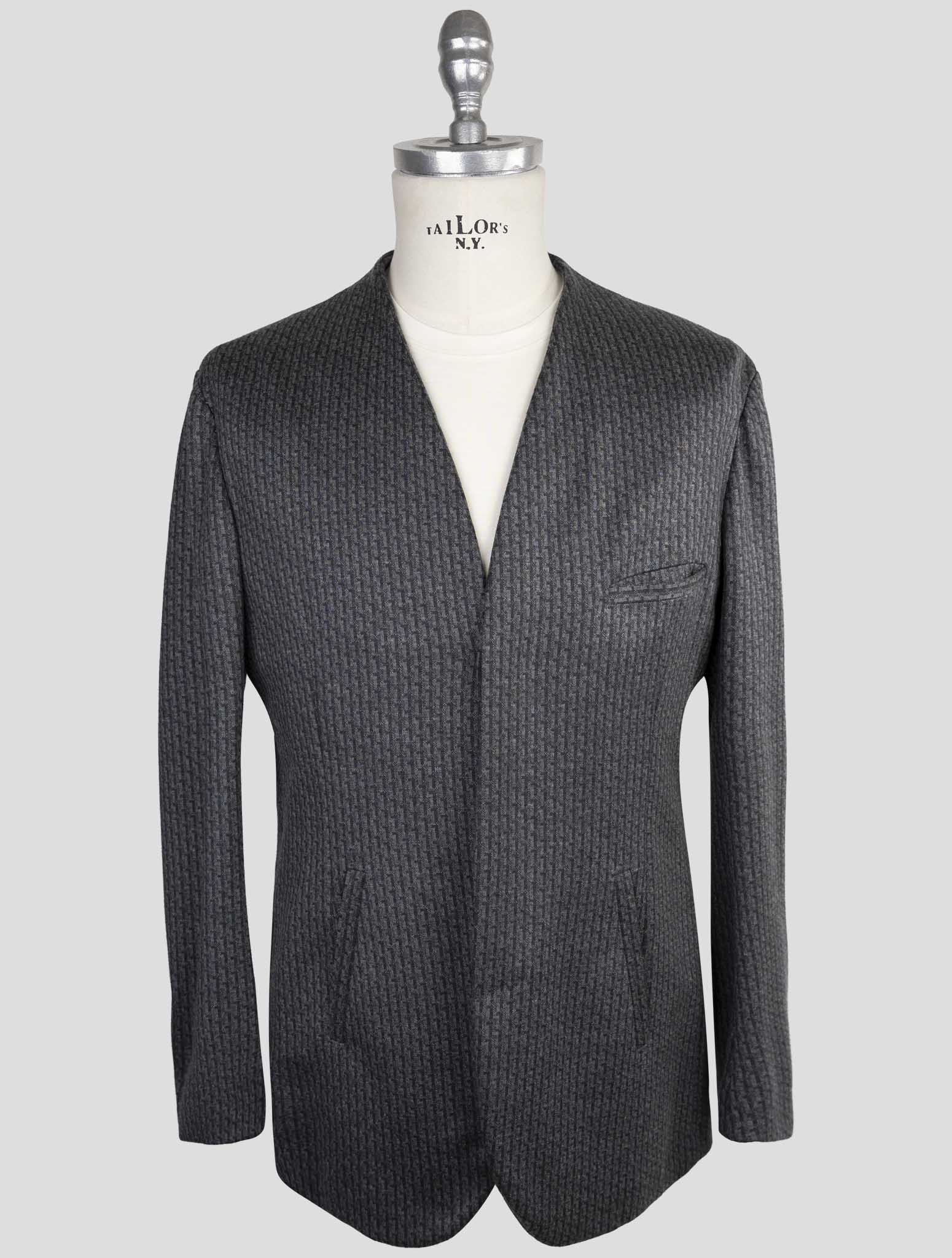Kiton Knt Gray Wool Cashmere Pl Blazer