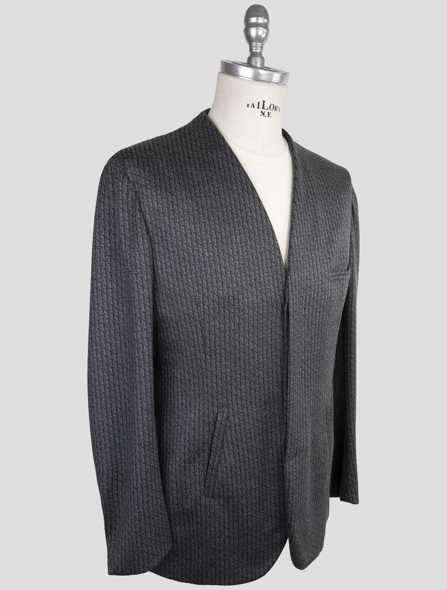 Kiton Knt Gray Wool Cashmere Pl Blazer