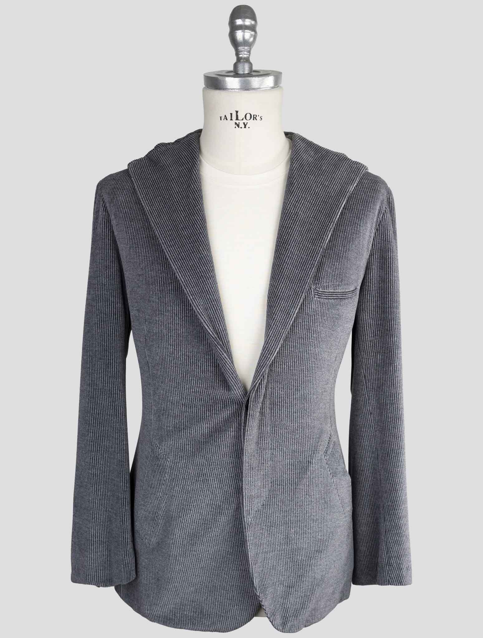 Kiton Knt Gray Cotton Pl Blazer
