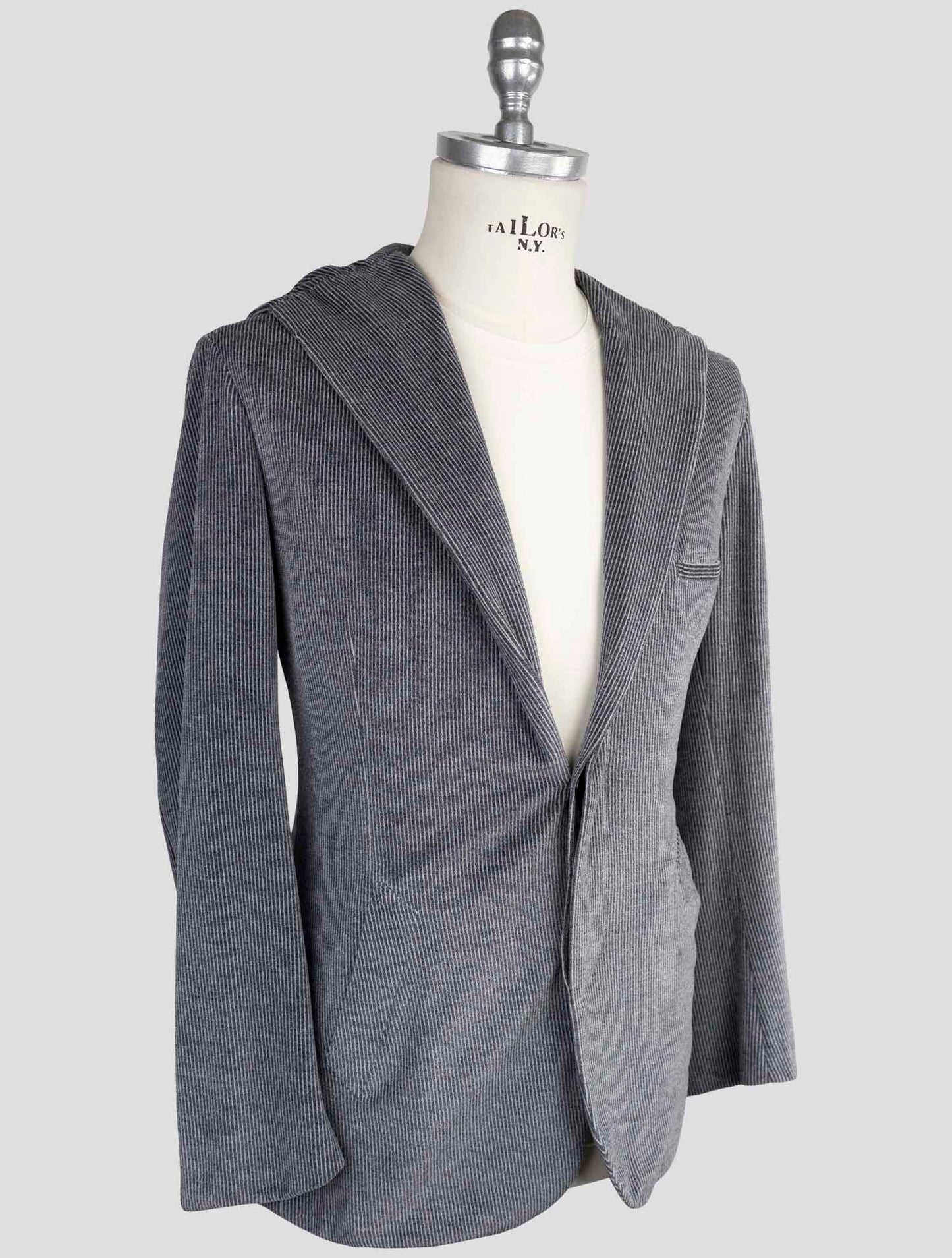 Kiton Knt Gray Cotton Pl Blazer