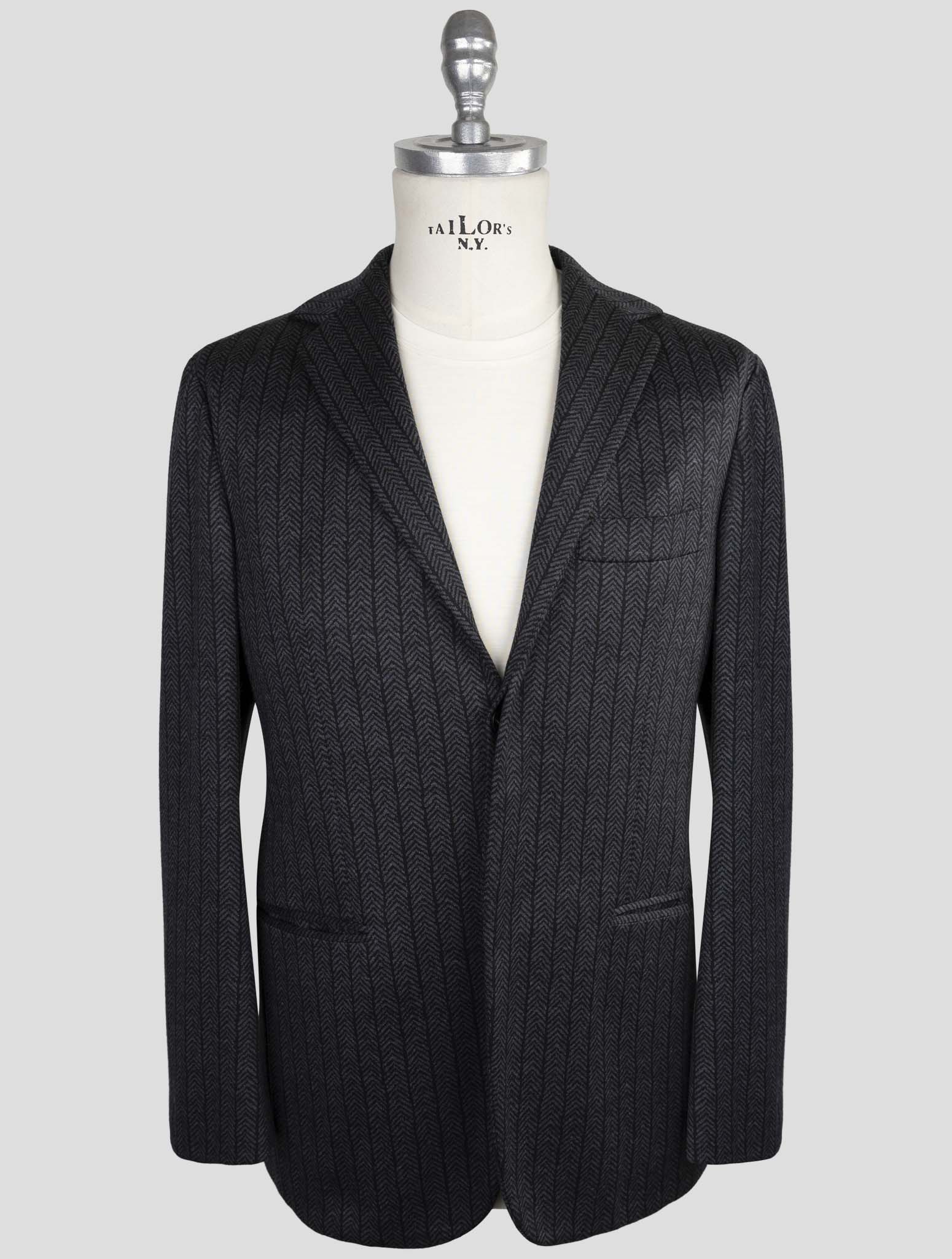 Kiton Knt Gray Wool Cashmere Pl Blazer