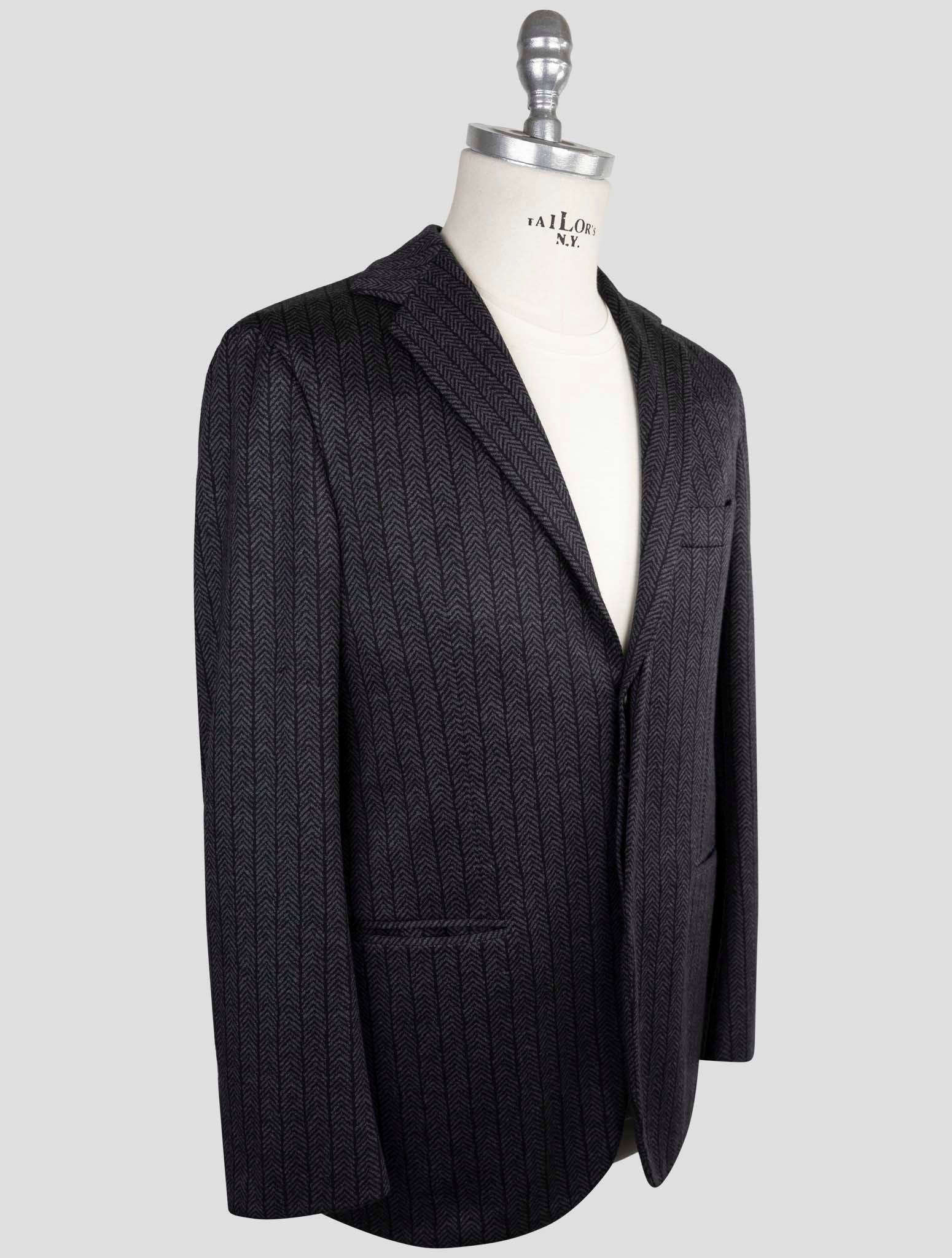 Kiton Knt Gray Wool Cashmere Pl Blazer
