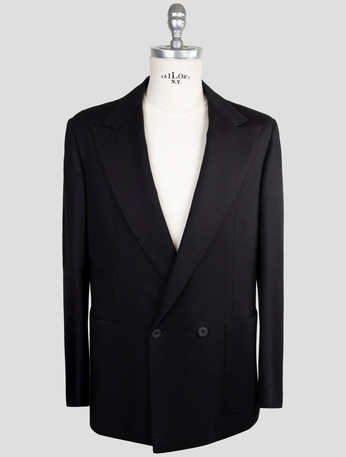 Kiton Knt Black Virgin Wool Blazer