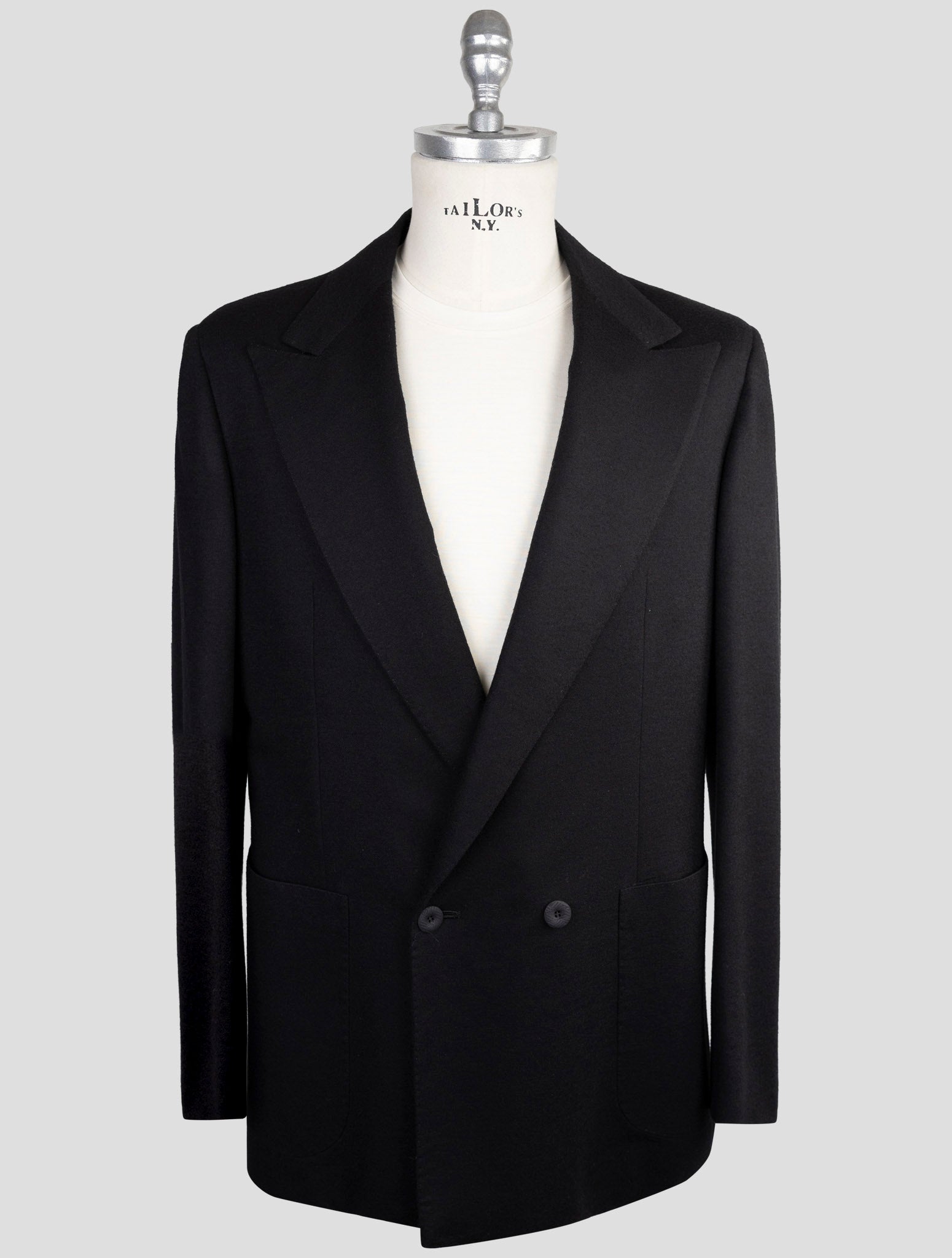 Kiton Knt Black Virgin Wool Blazer